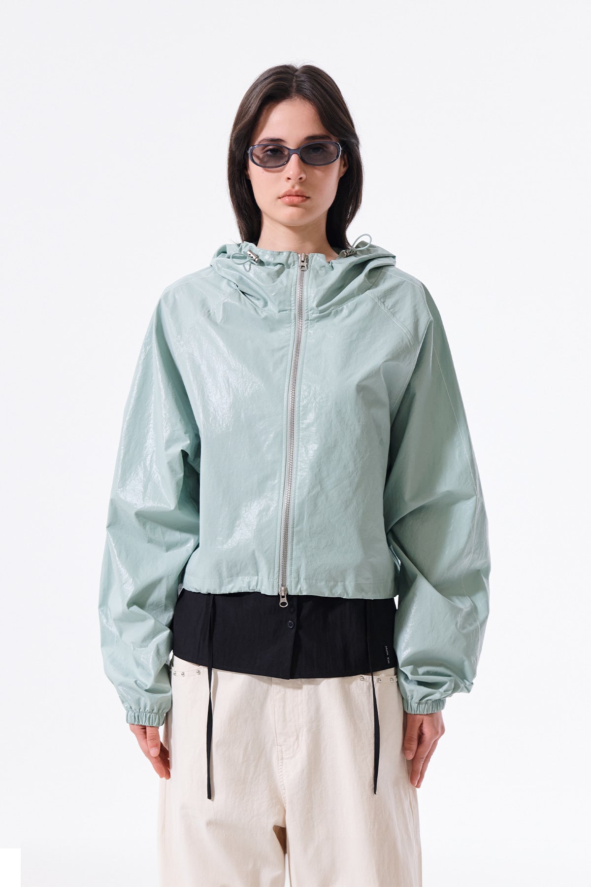 Matinkim Matin Kim Matin Crop Hoody Coating Jumper IN Mint