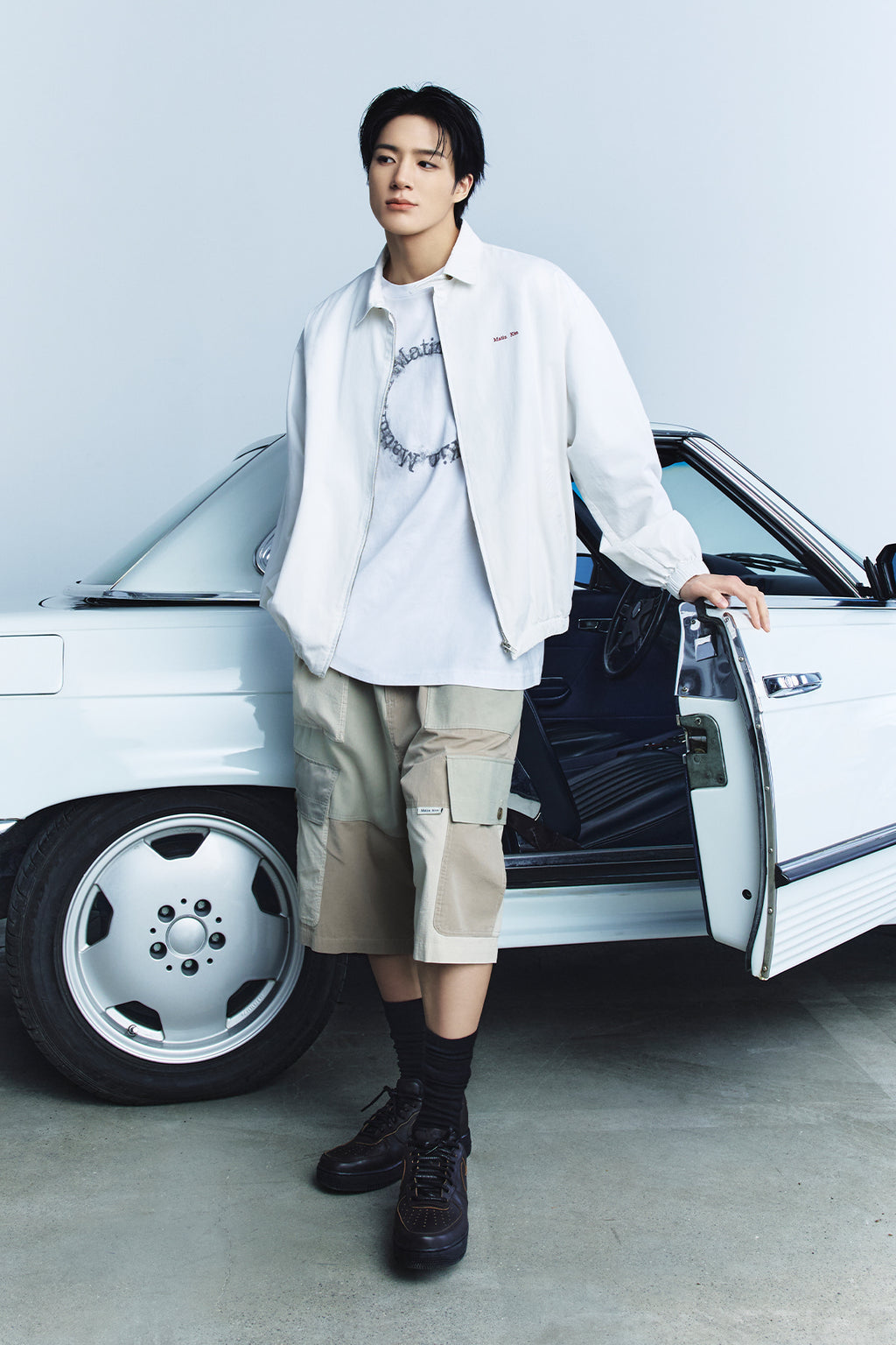 Matinkim Patchwork Cargo Bermuda Pants For Men IN Beige