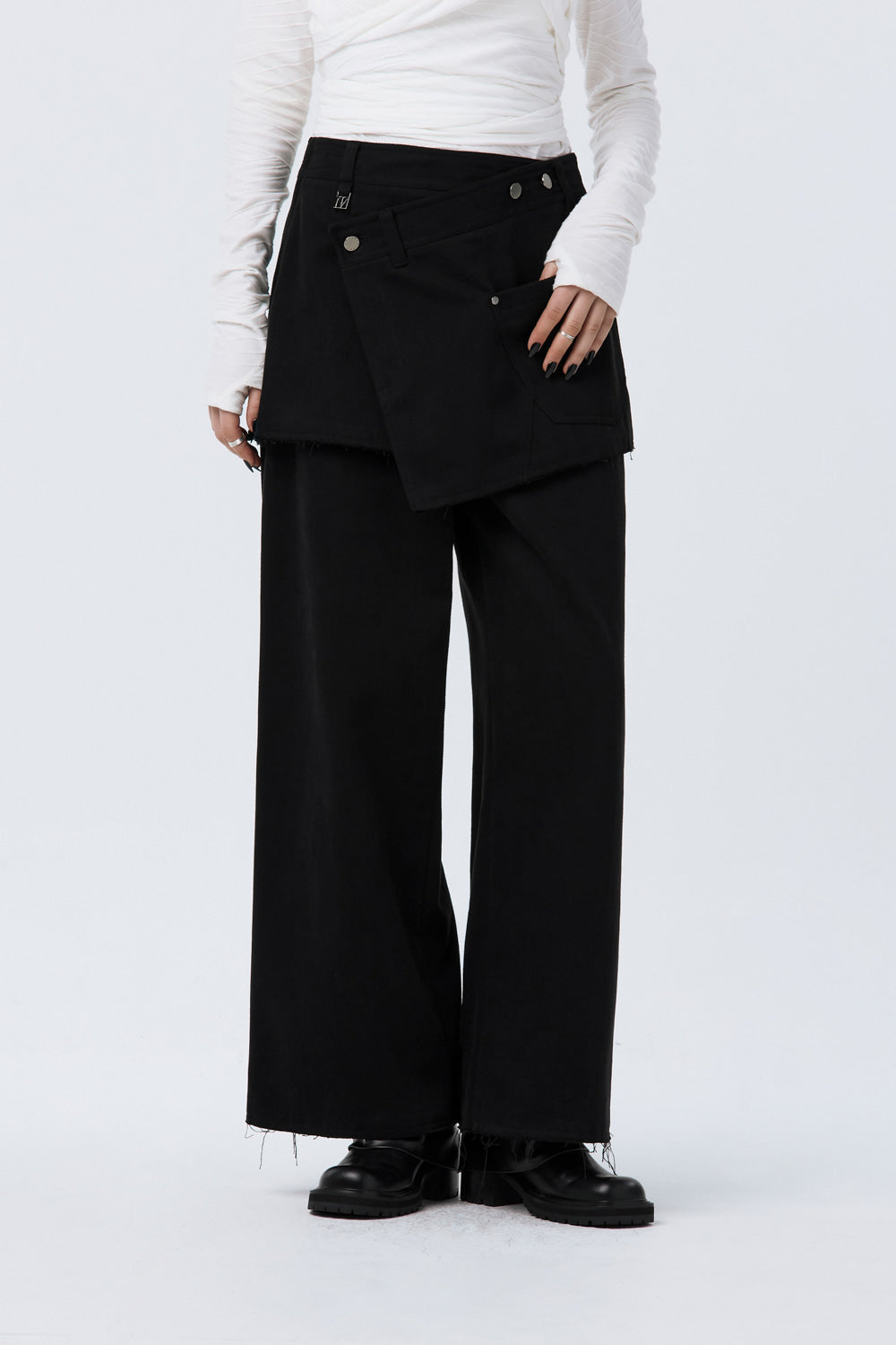 Treemingbird Wrap Skirt Overlay Pants Charcoal