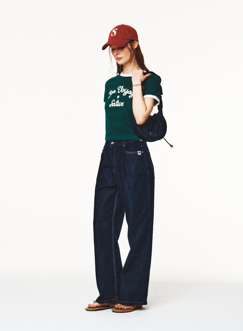 [satur] Scrunchie Small Denim Shoulder Bag - Indigo