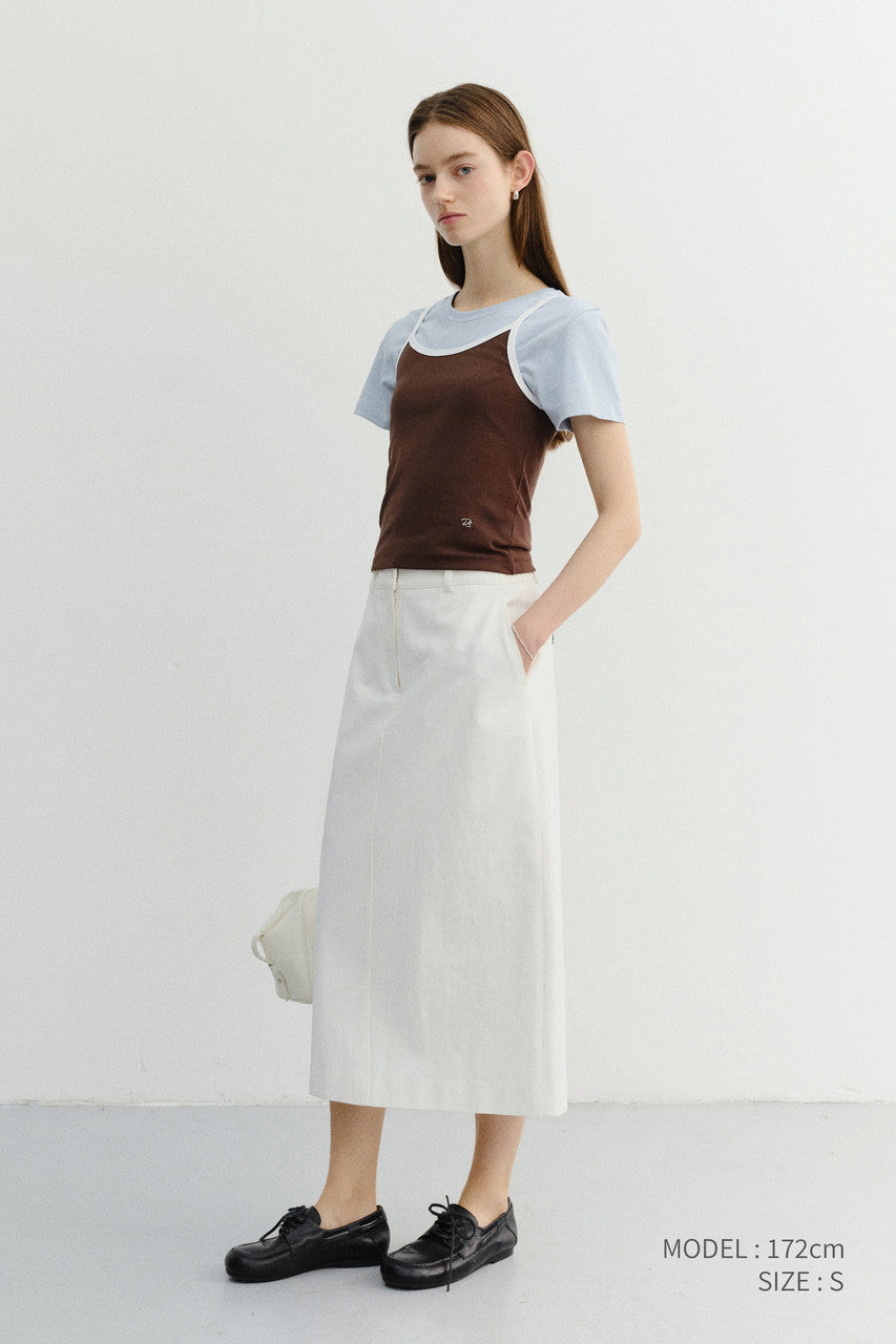 Dunst 2-Tone Trim Sleeveless Top Brown Ivory