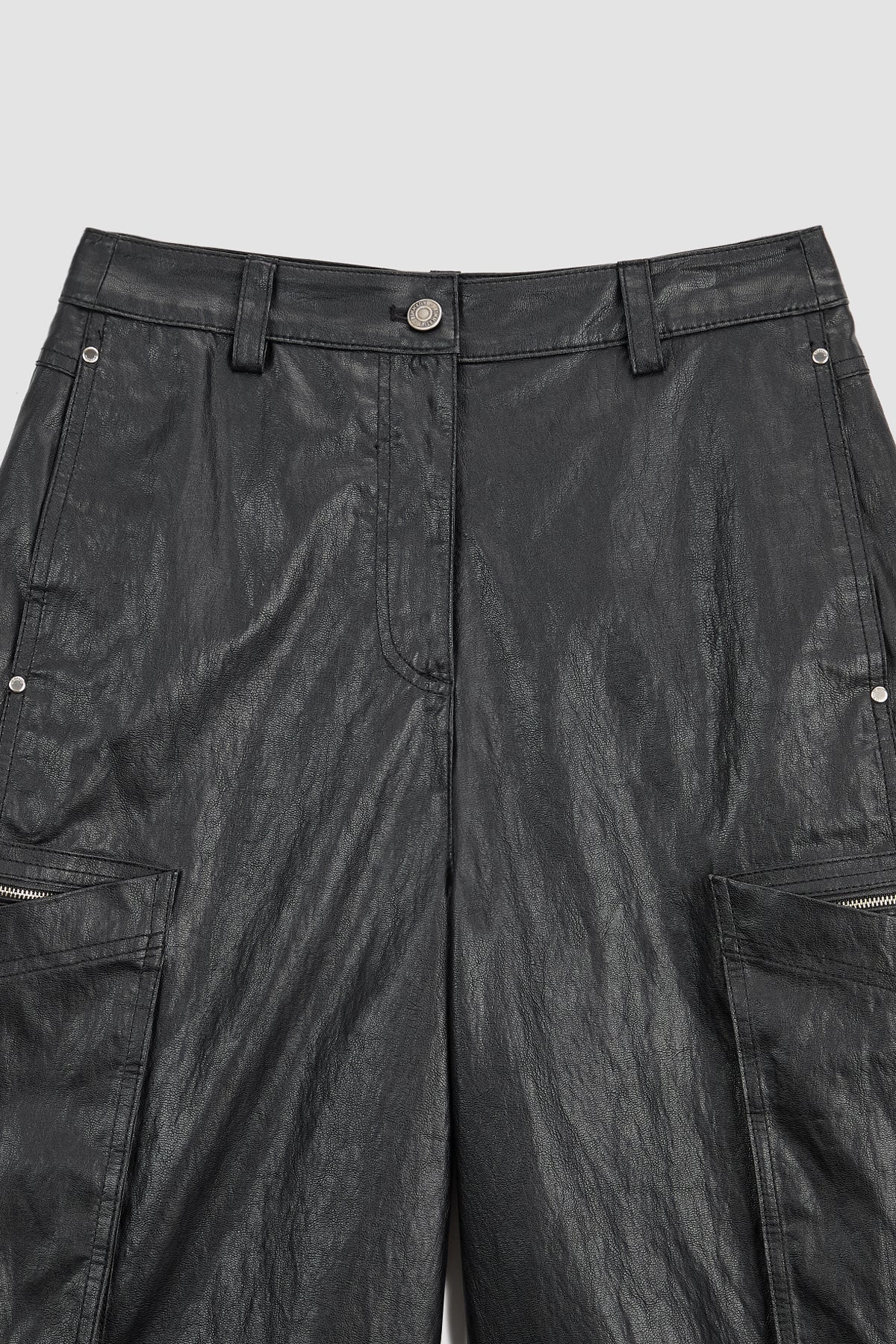 Matinkim Pocket Point Leather Bermuda Pants IN Black