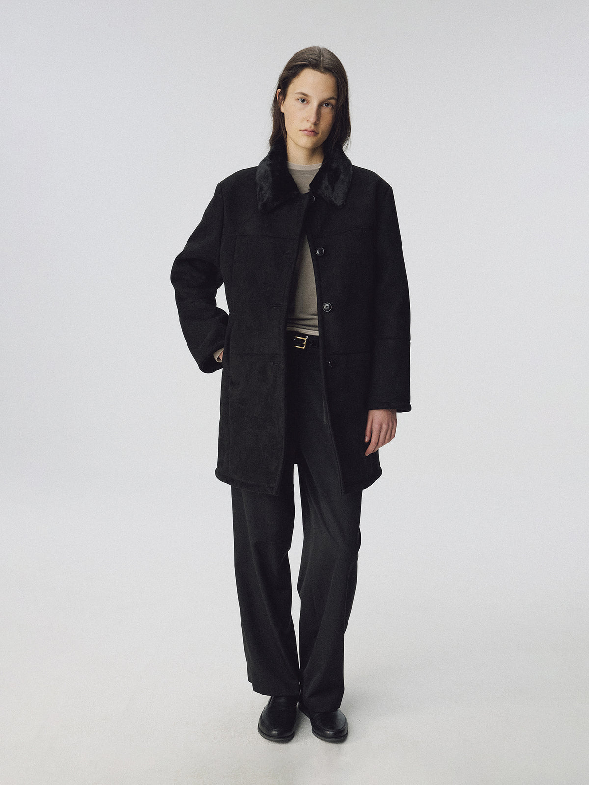Nothing Written Savoy shearling coat (Black)
