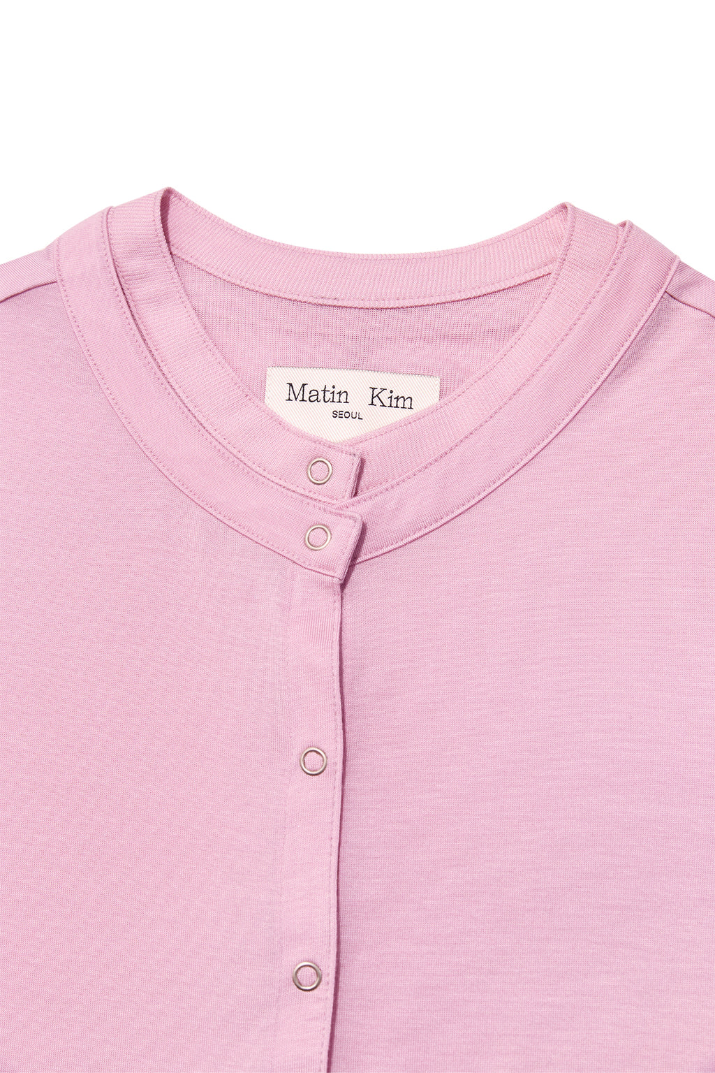 [matinkim] LAYERED SNAP CARDIGAN IN LIGHT PINK