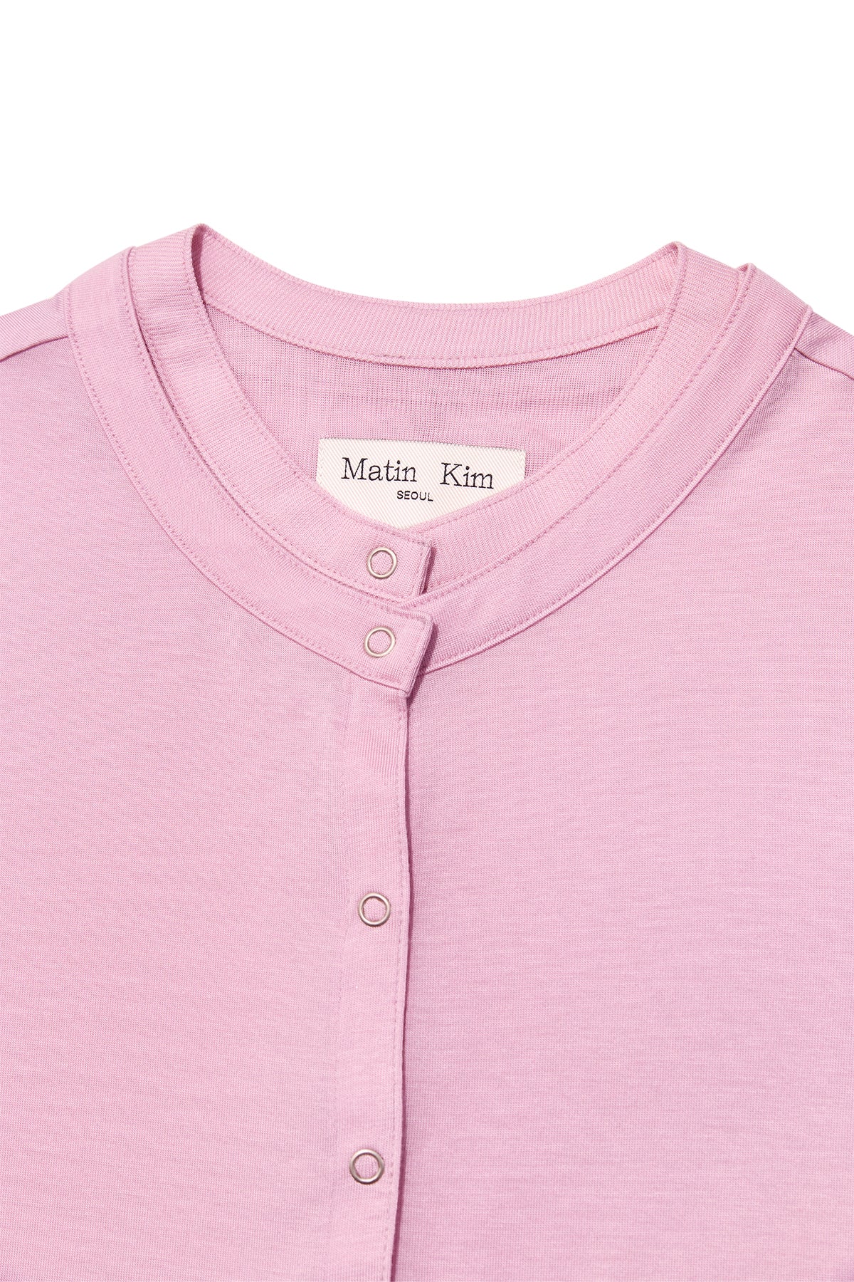 [matinkim] LAYERED SNAP CARDIGAN IN LIGHT PINK