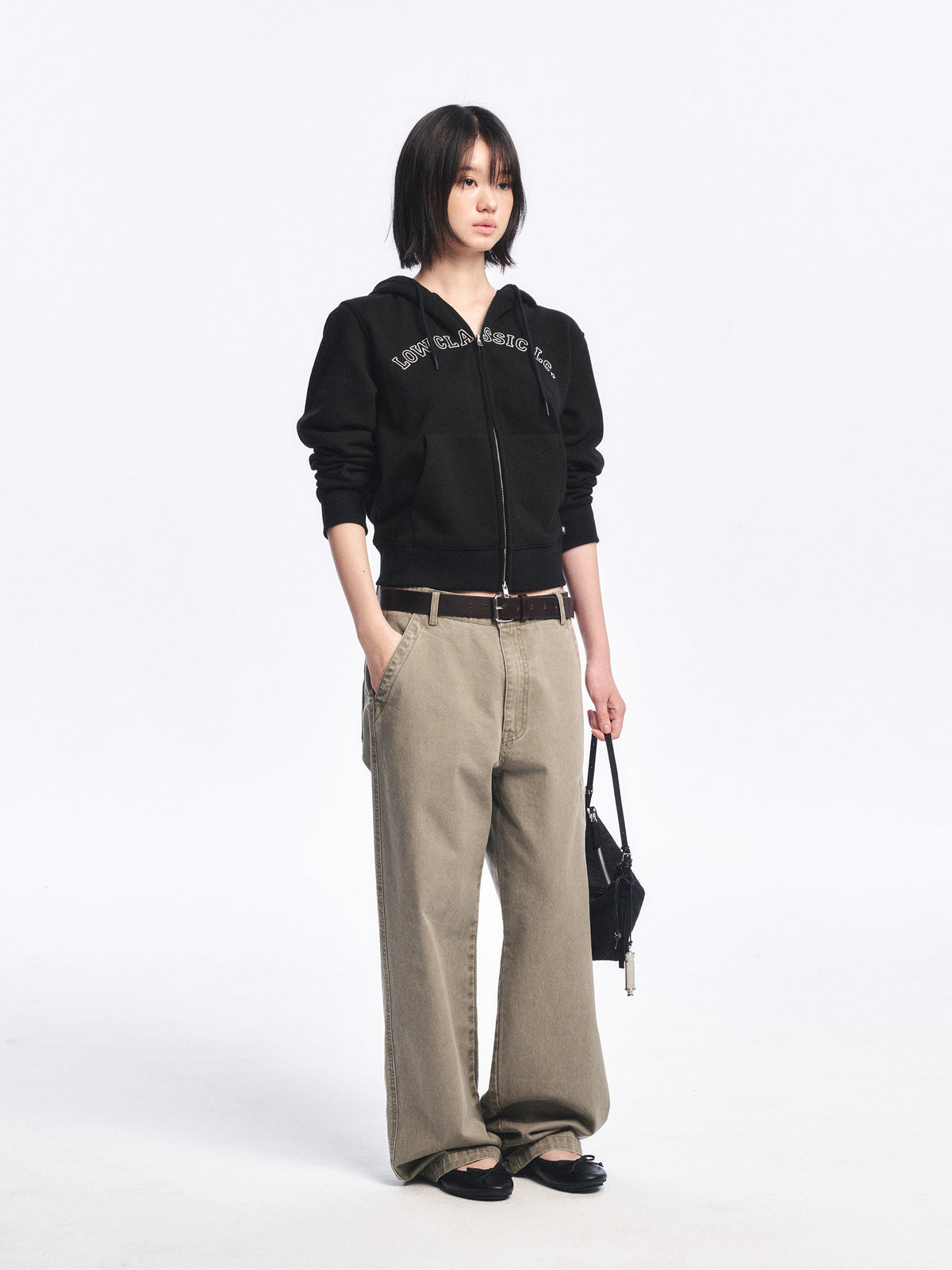 Low Classic Washed Cotton Utility Pants Khaki Grey