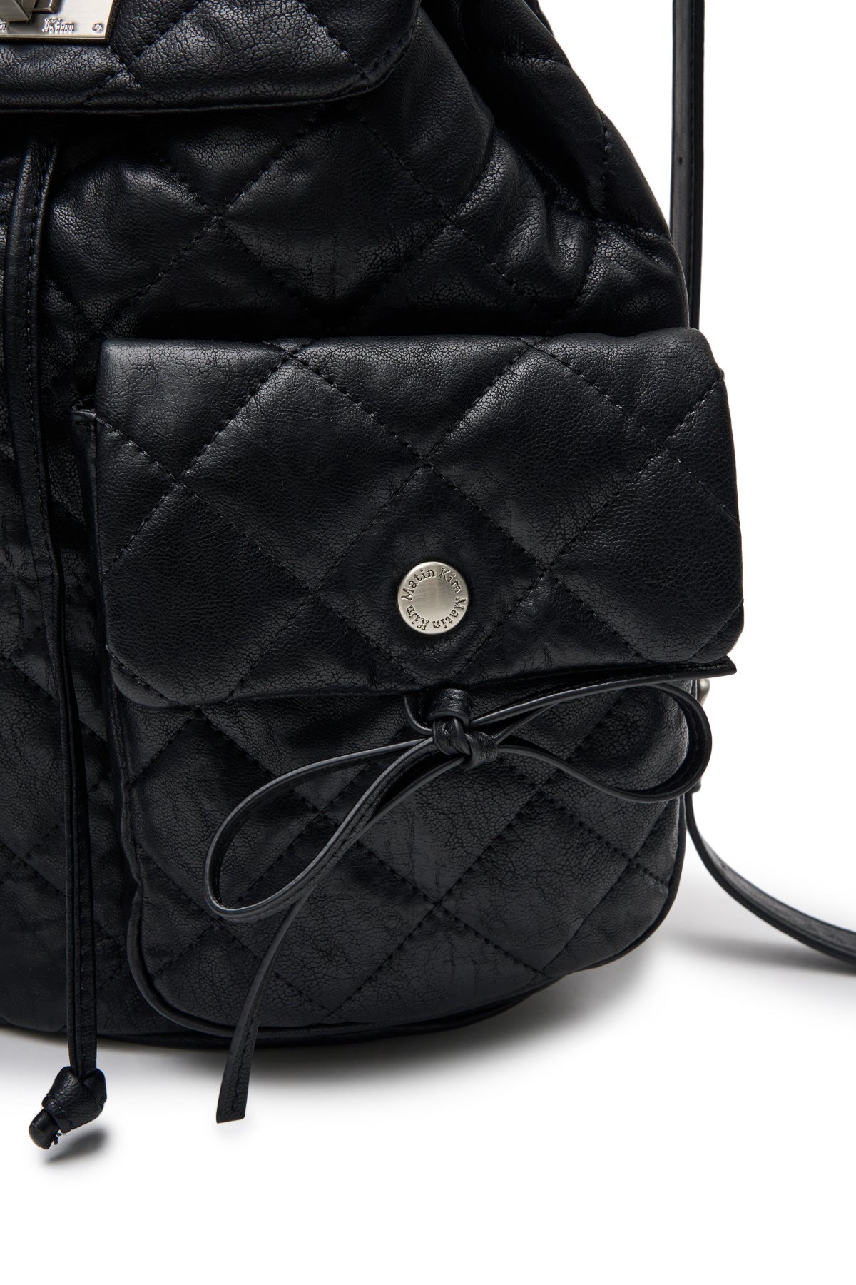 Matinkim Double Pocket Quilting Backpack IN Black