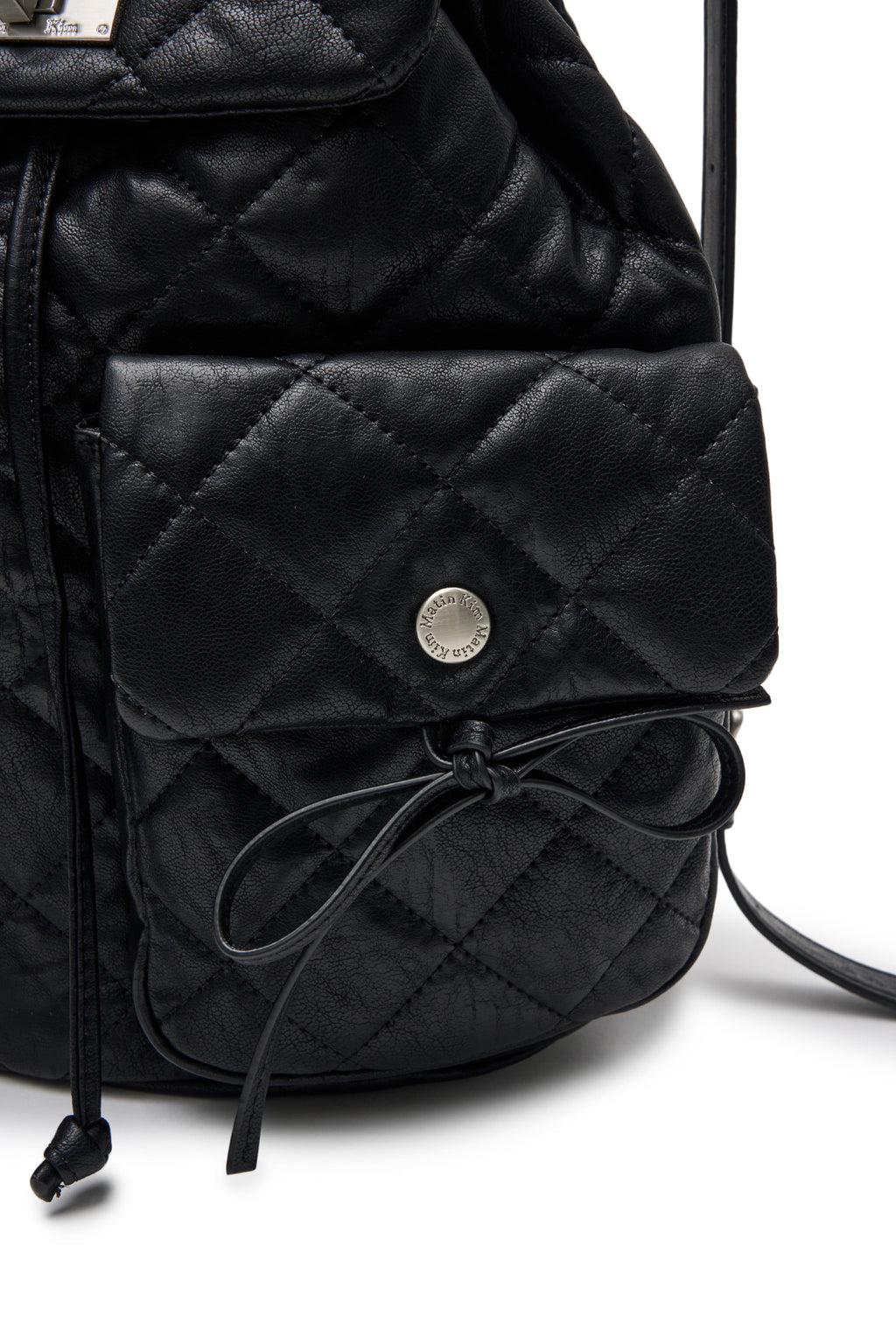 Matinkim Double Pocket Quilting Backpack IN Black