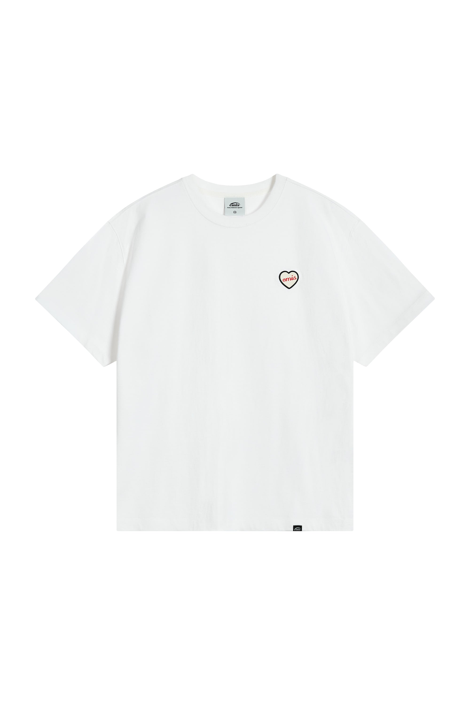 Emis Heart Rubber Patch T-Shirt-White