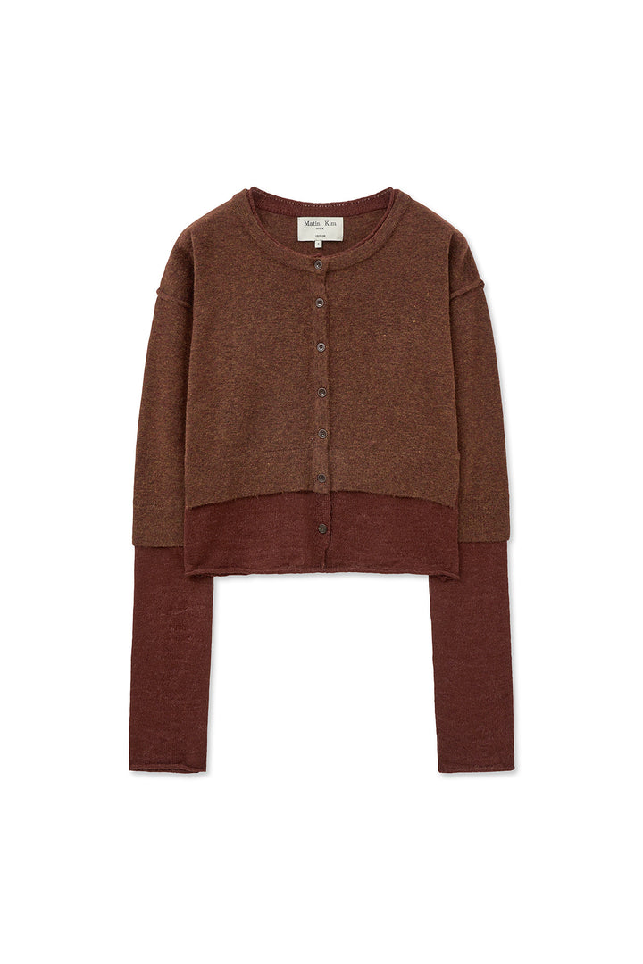 Matinkim Layered Texture Knit Cardigan IN Brown