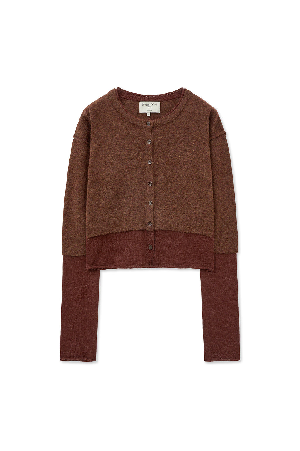 Matinkim Layered Texture Knit Cardigan IN Brown