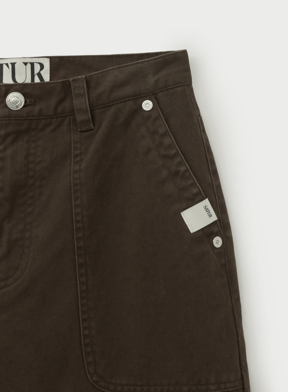 [satur] (W) Dying Semi Wide Fatigue Pants - Brown