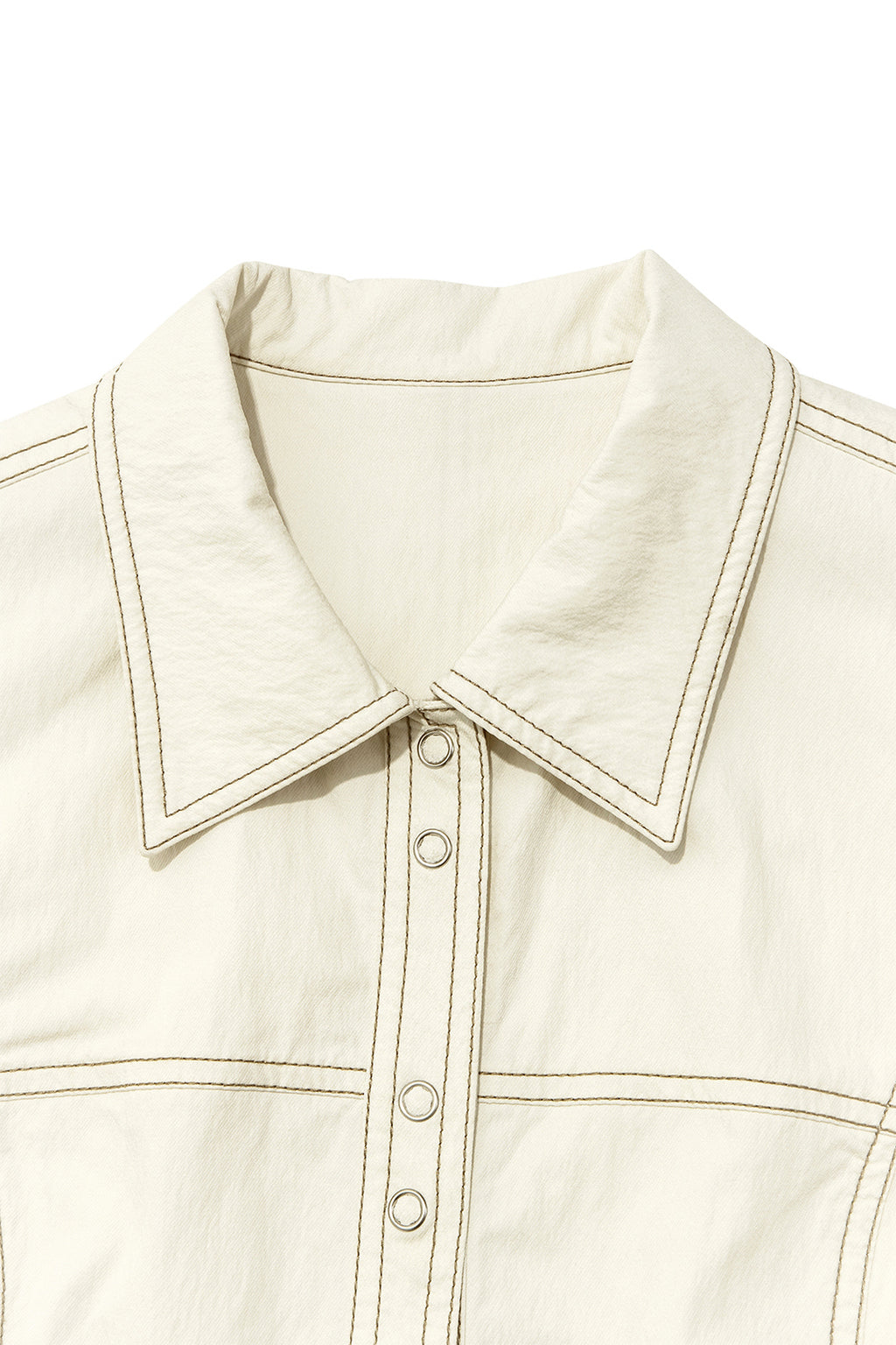 Matinkim Stitch Point Slim Shirket IN Light Beige