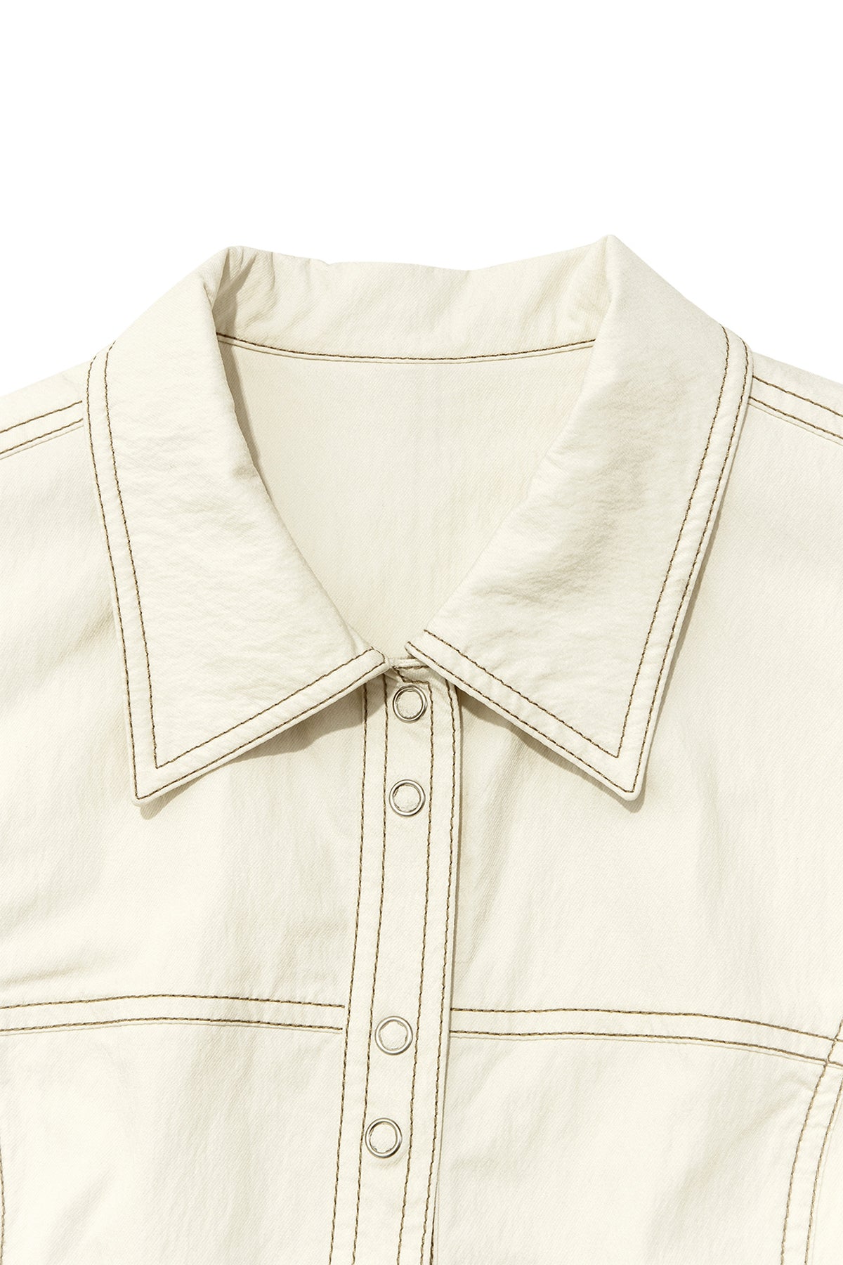 Matinkim Stitch Point Slim Shirket IN Light Beige