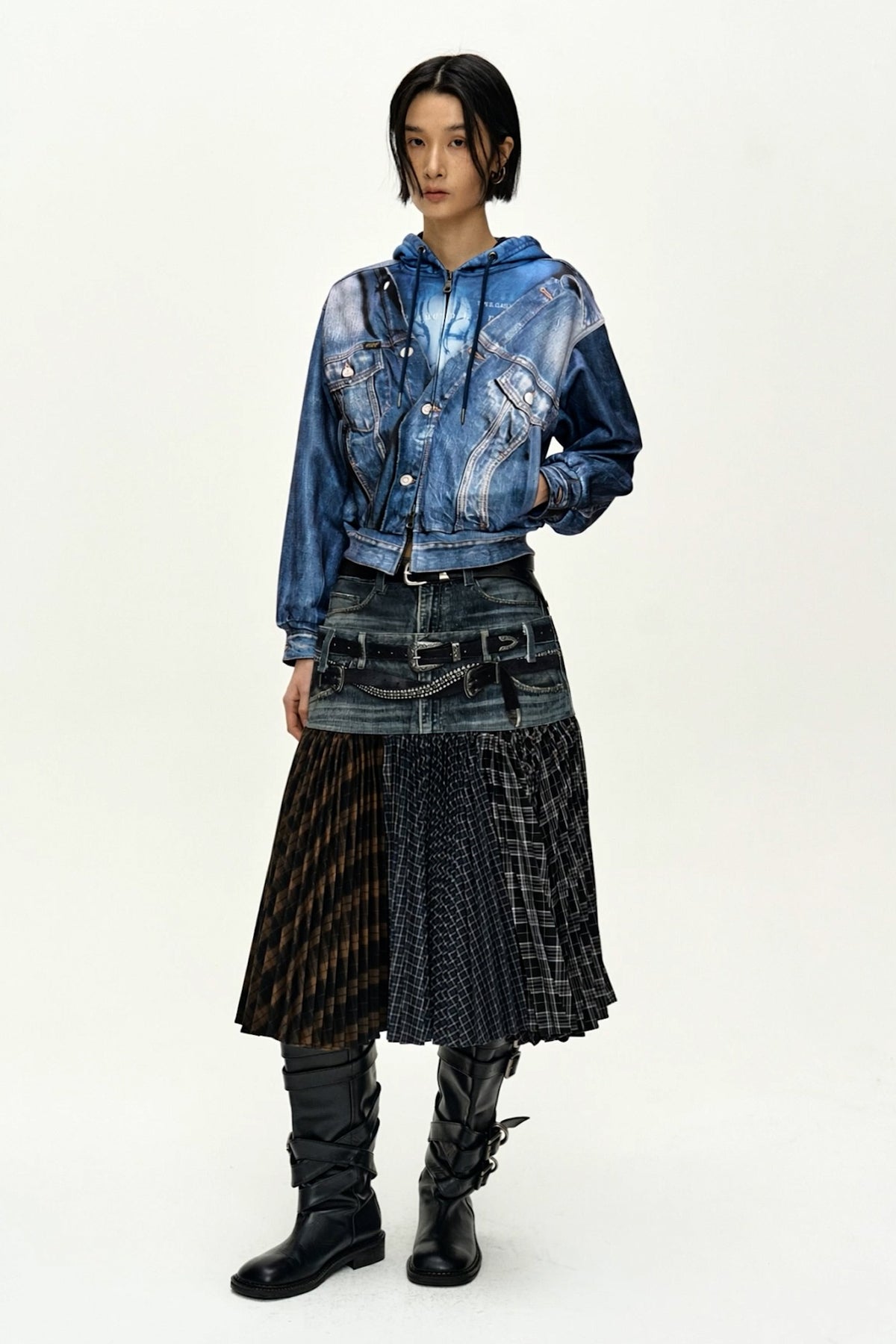 Andersson Bell Denim Layered Trompe L'Oeil Hoodie