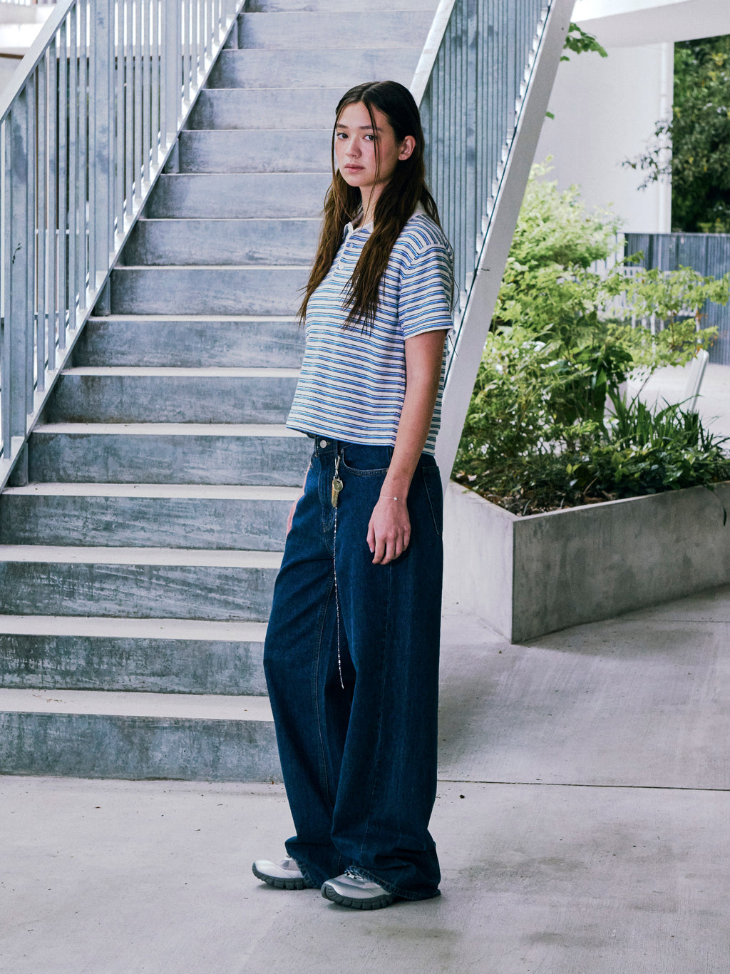 [Low Classic] Striped Polo Sweater_Ivory