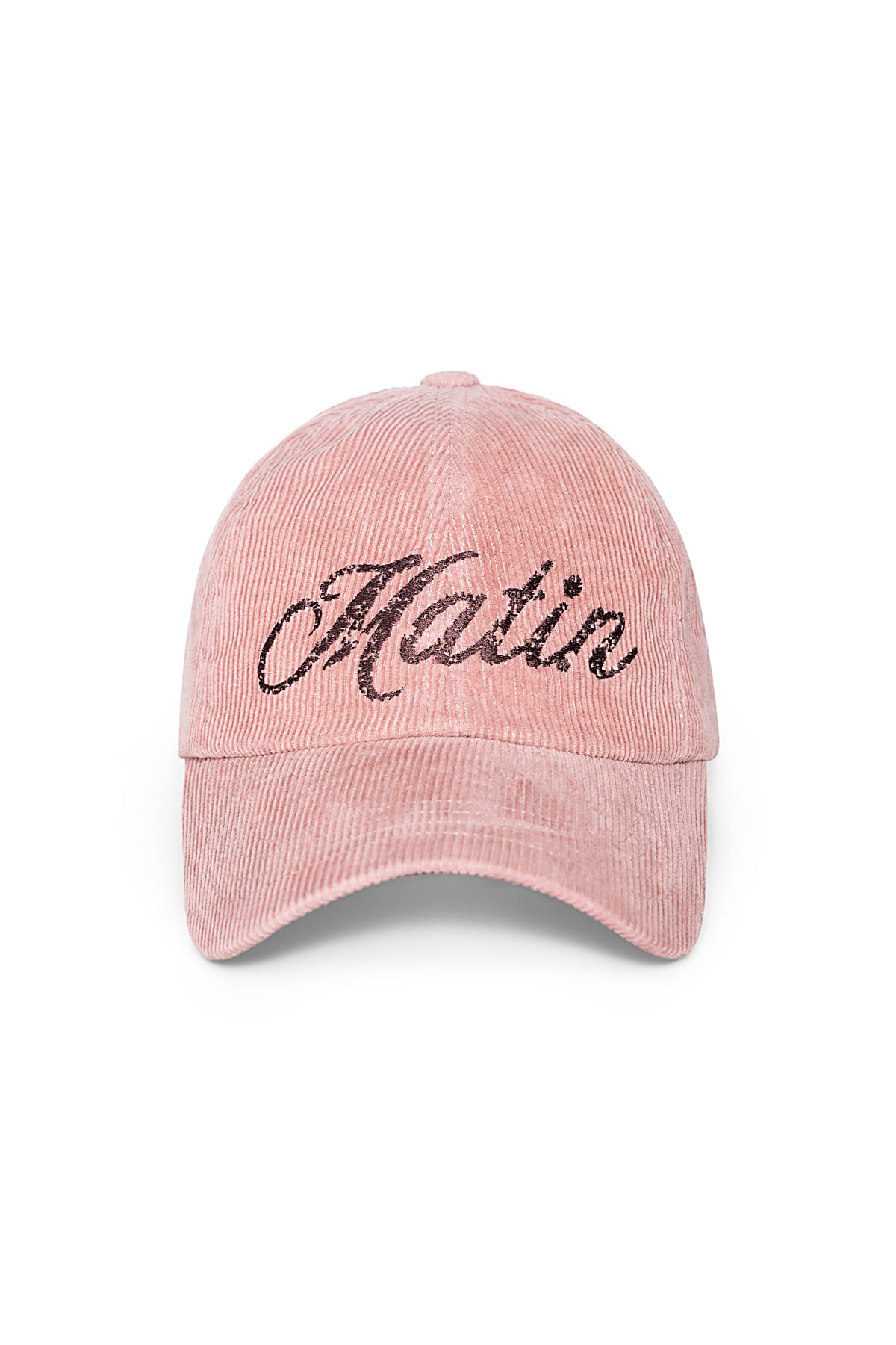 Matinkim Matin Cracked Script Corduroy Ball Cap IN Pink