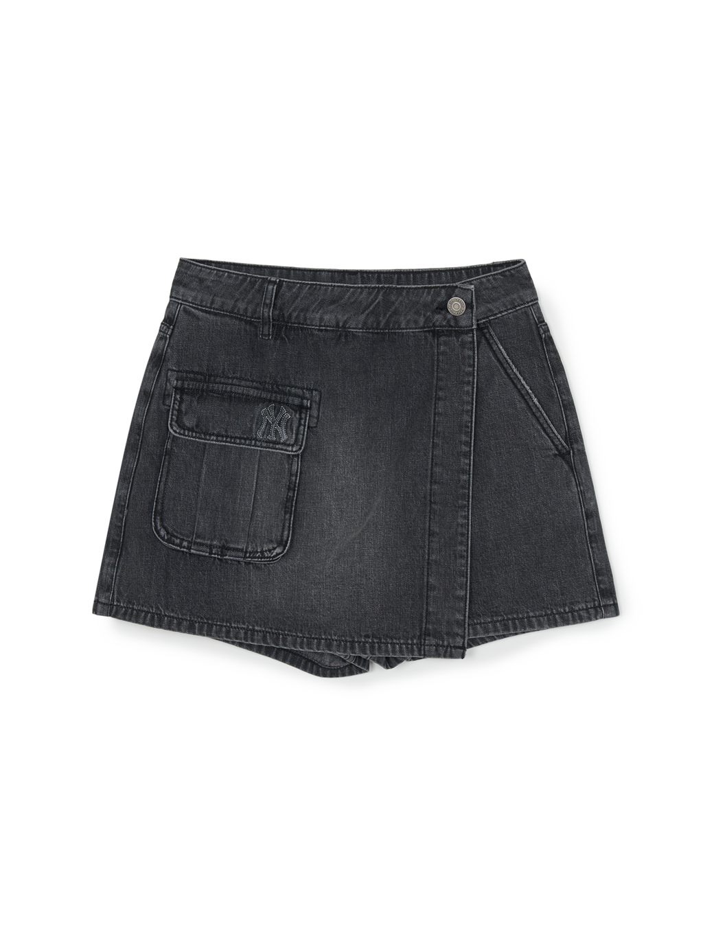 MLB Korea Women's Basic Small Logo Cargo Denim Wrap Skirt