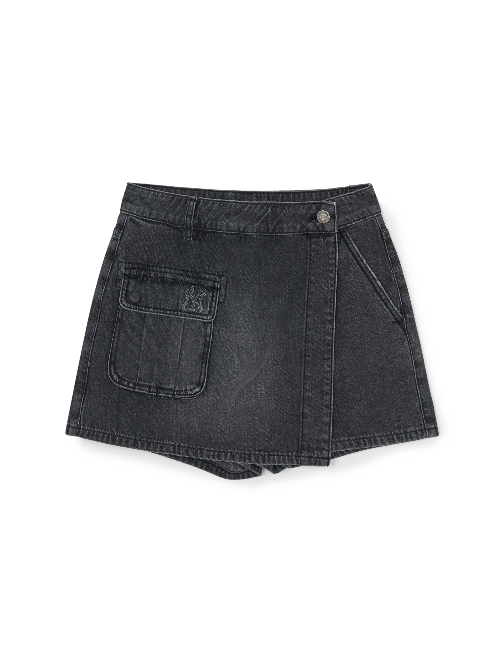 MLB Korea Women's Basic Small Logo Cargo Denim Wrap Skirt