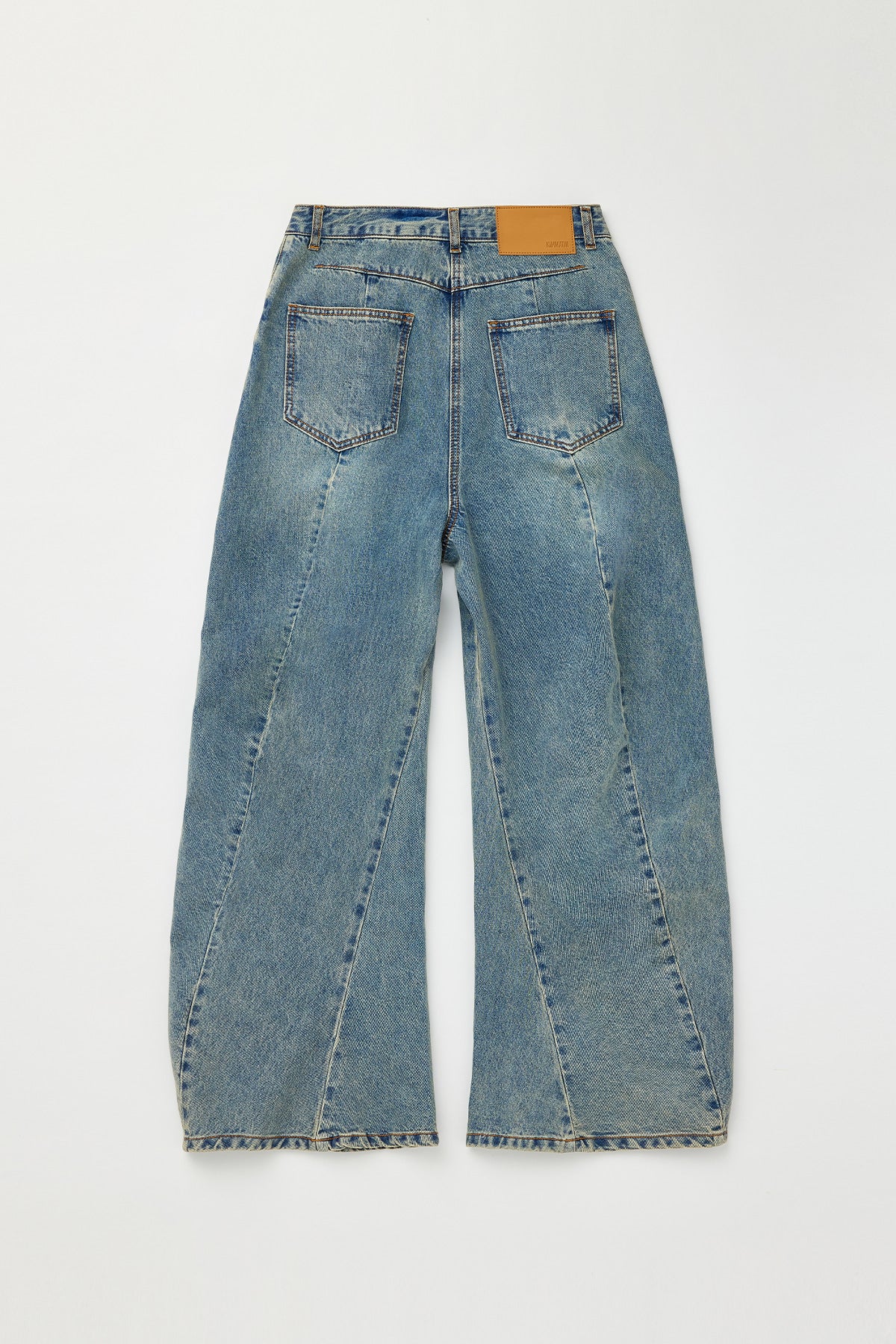 Matinkim Line Point Drapery Denim Pants IN Blue
