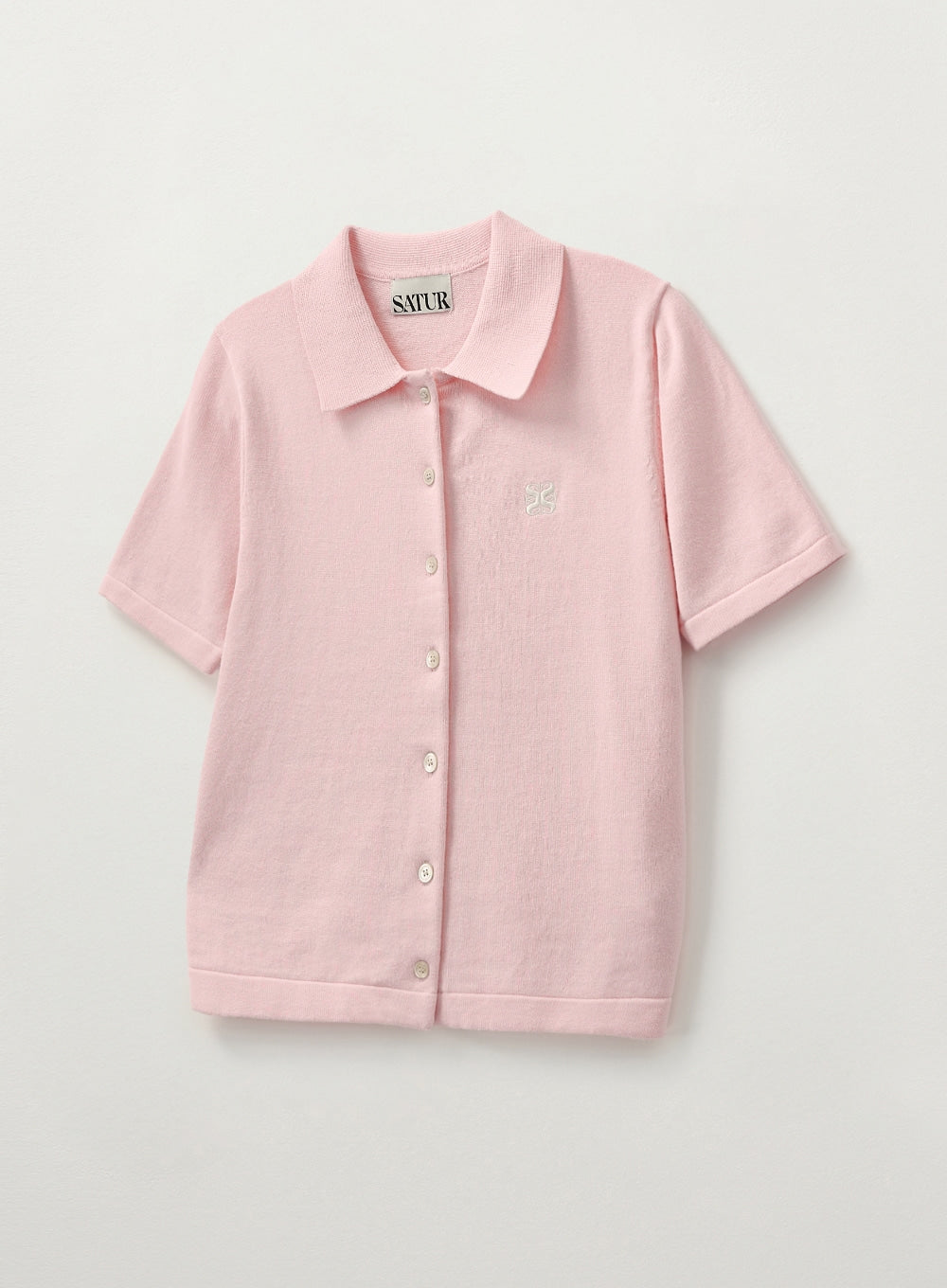 [satur] (W) Basic Cotton Collar Half Cardigan - Pink