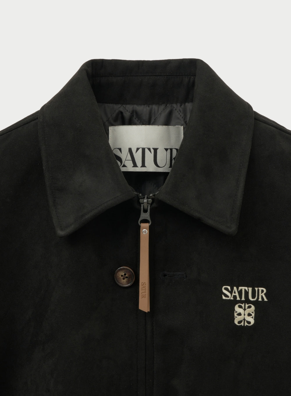[satur] (W) Teo Faux Suede Short Jacket - Pirate Black