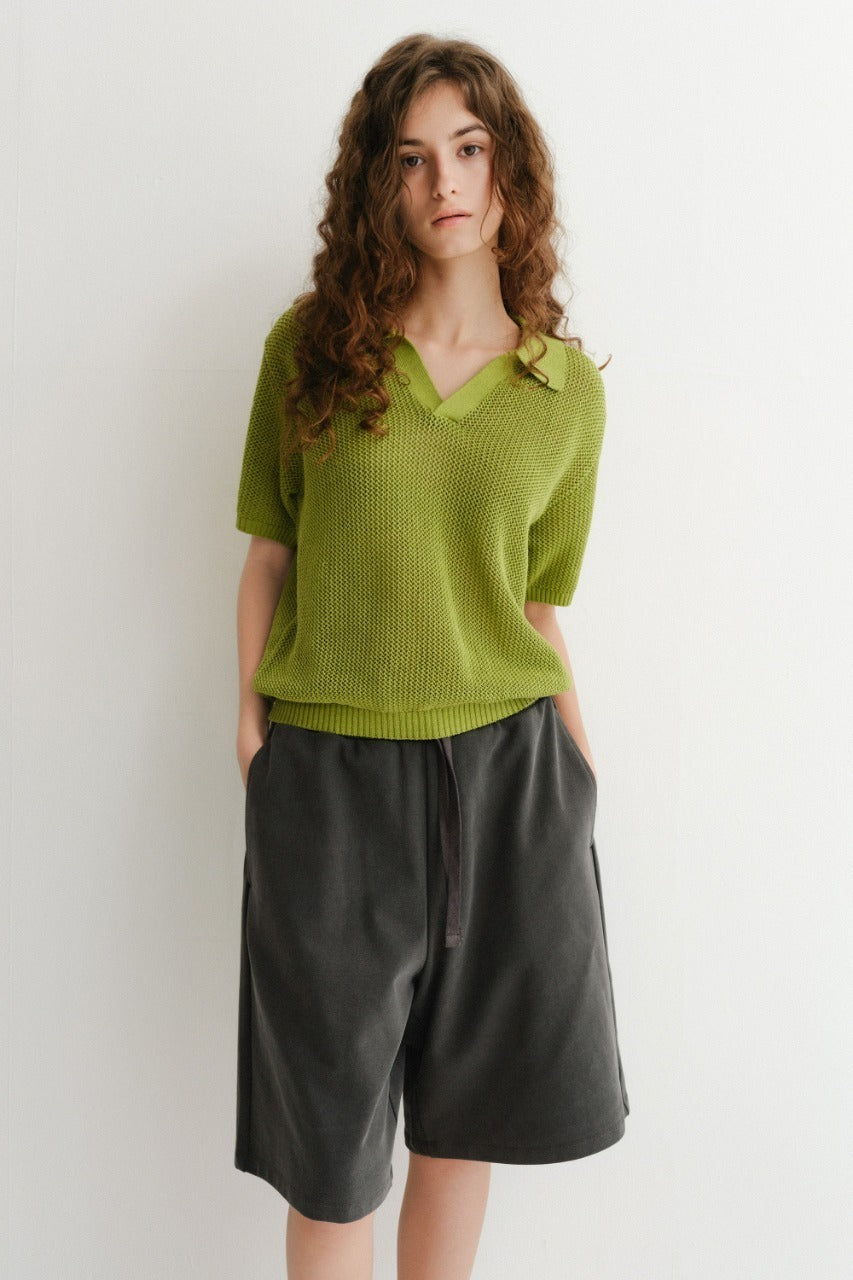 Dunst Unisex Chunky Polo Knit Olive