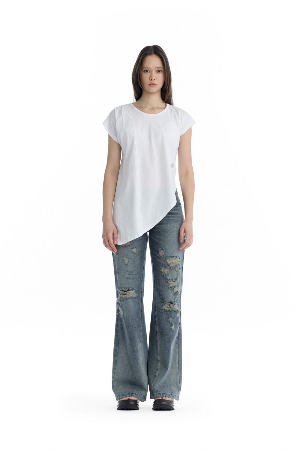 Treemingbird Jersey Draped Dolman T-Shirt White