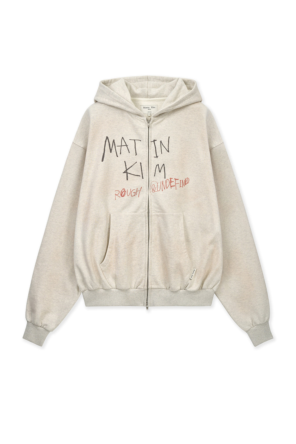 Matinkim Vintage Washed Graffiti Hoody Zip UP IN Beige