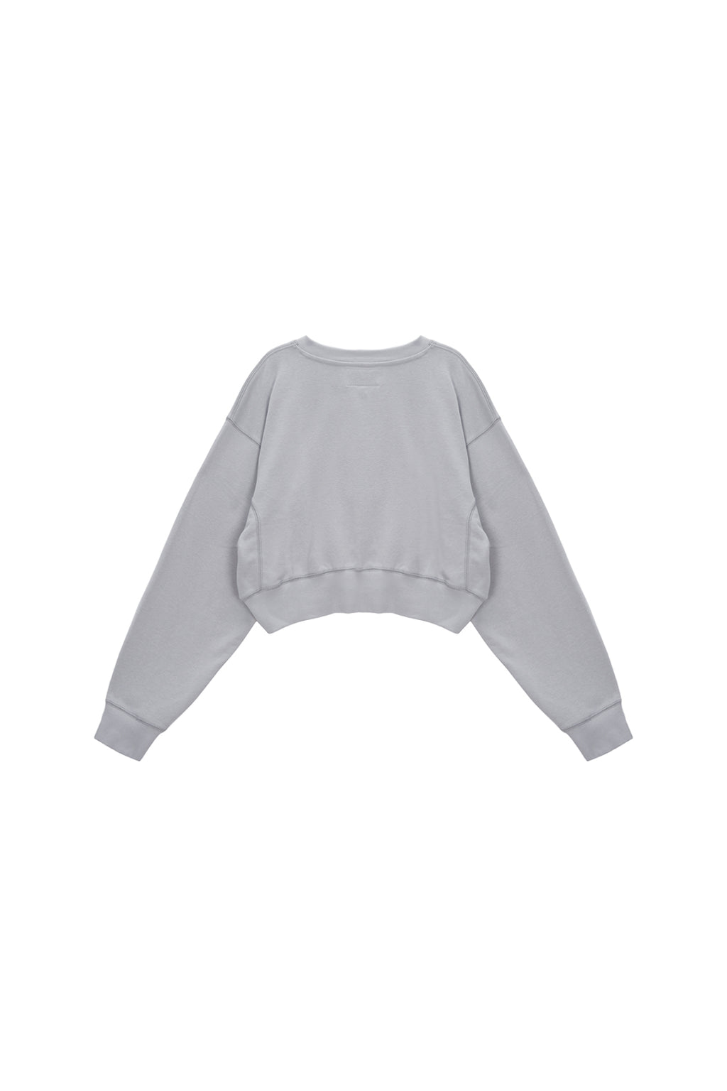 [matinkim] STITCH LABEL CROP SWEATSHIRT IN LIGHT GREY