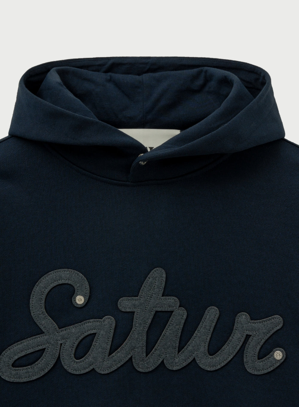 [satur] Lugo Applique Rivet Hoodie - Navy