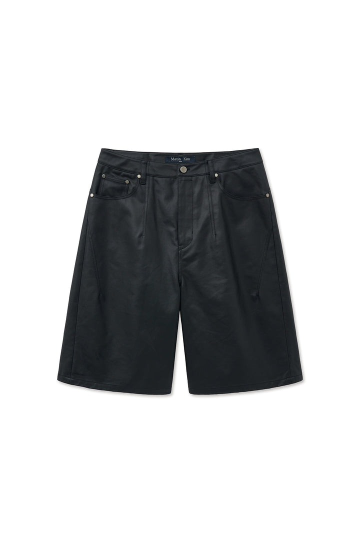 Matinkim Matt Coating Bermuda Pants For Men IN Black