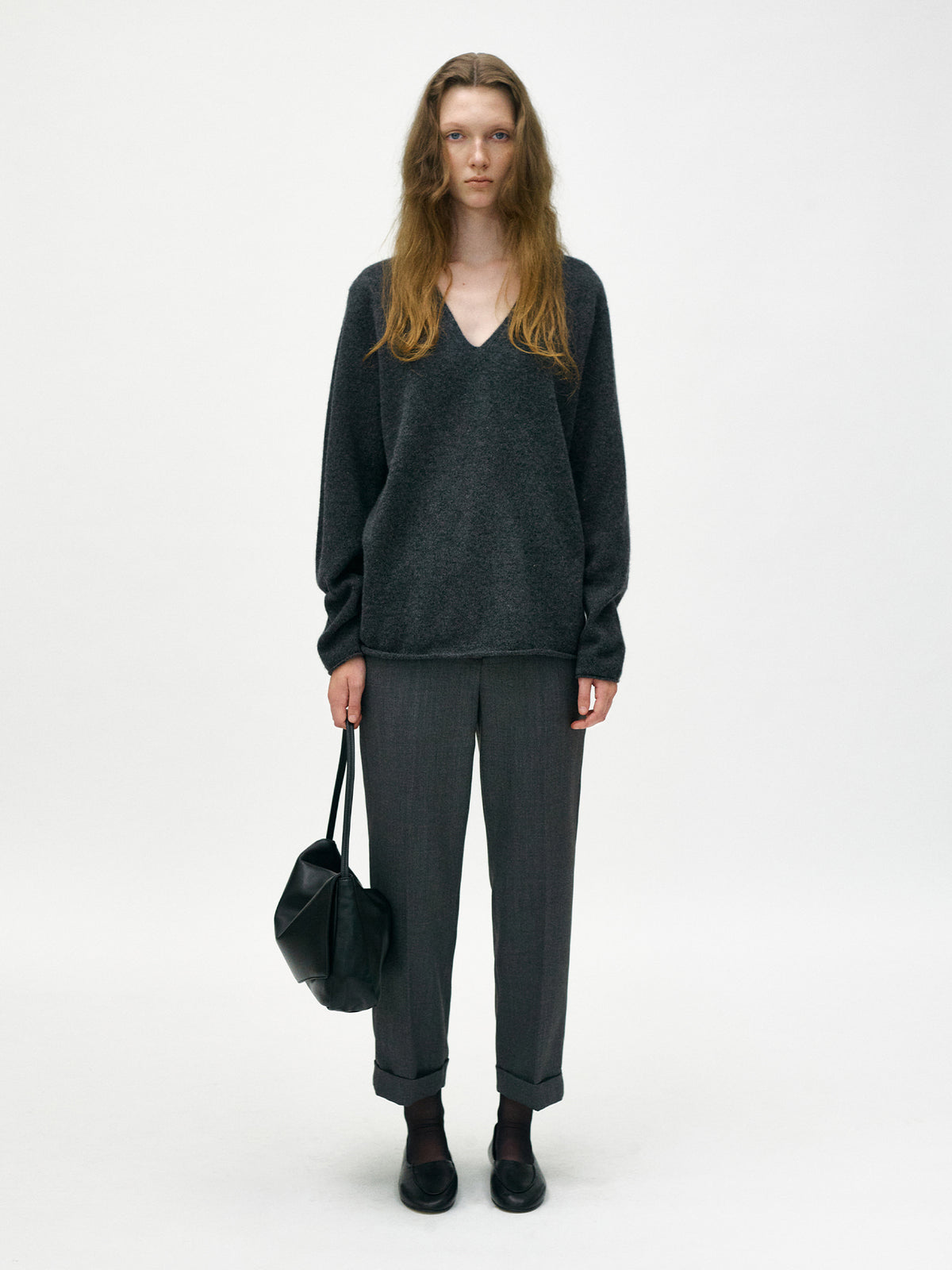 Nothing Written Ellis cuff wool pants (Deep gray)