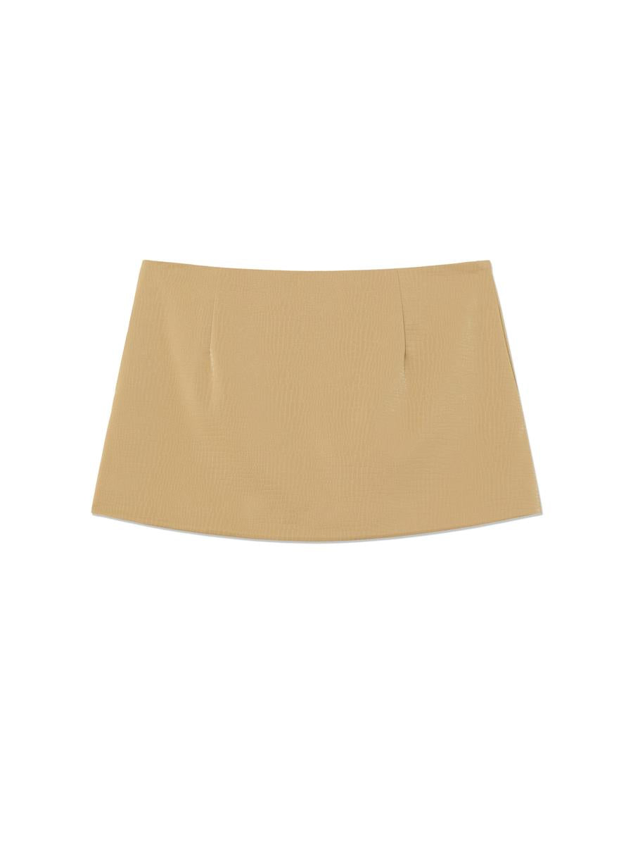 GLOWNY Matte Crack Mini Skirt (Beige)