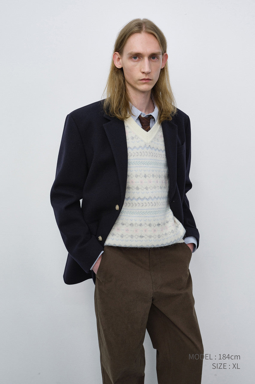 Dunst Unisex Classic 2 Button Wool Blazer Navy