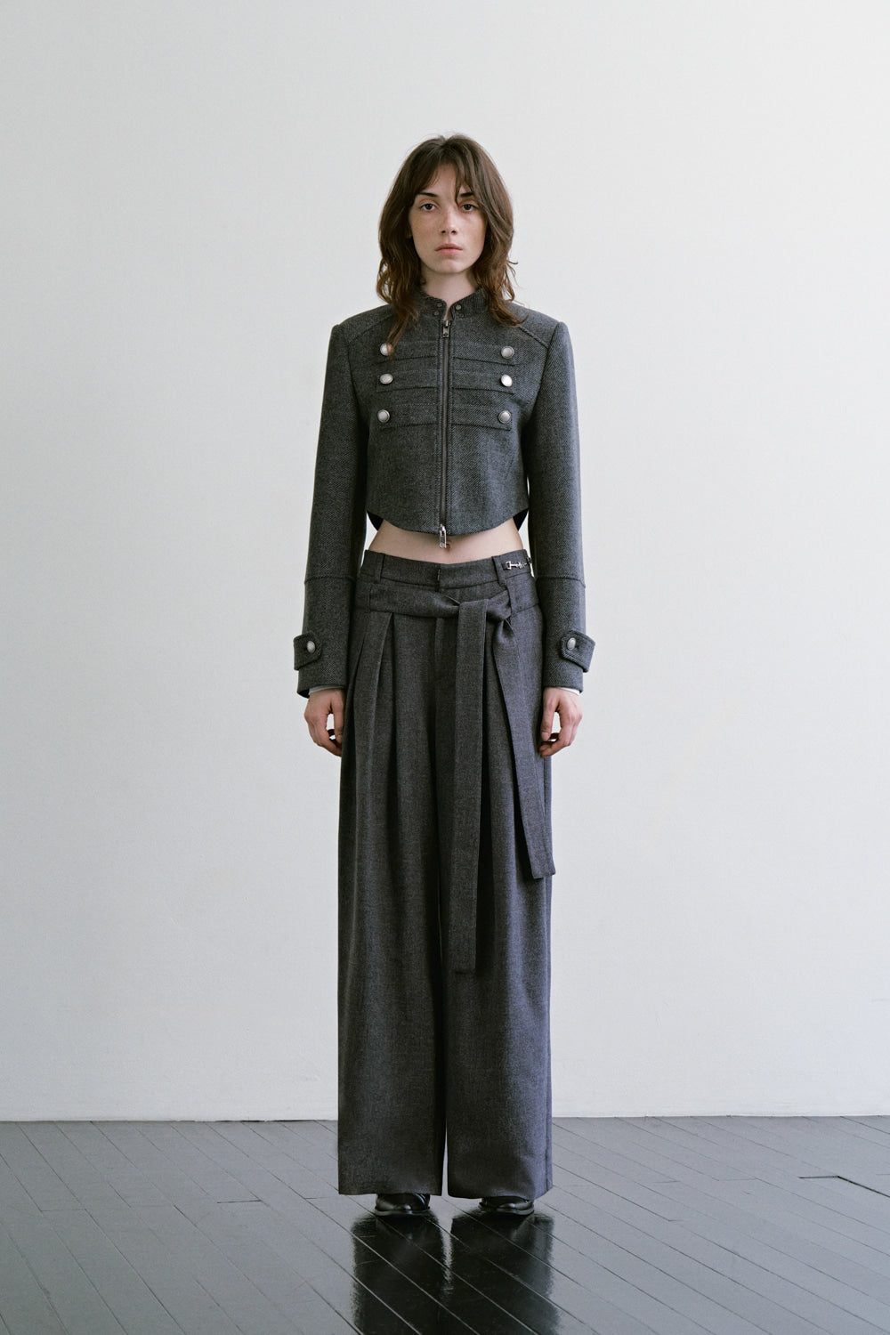 Treemingbird Crop Band Jacket Charcoal