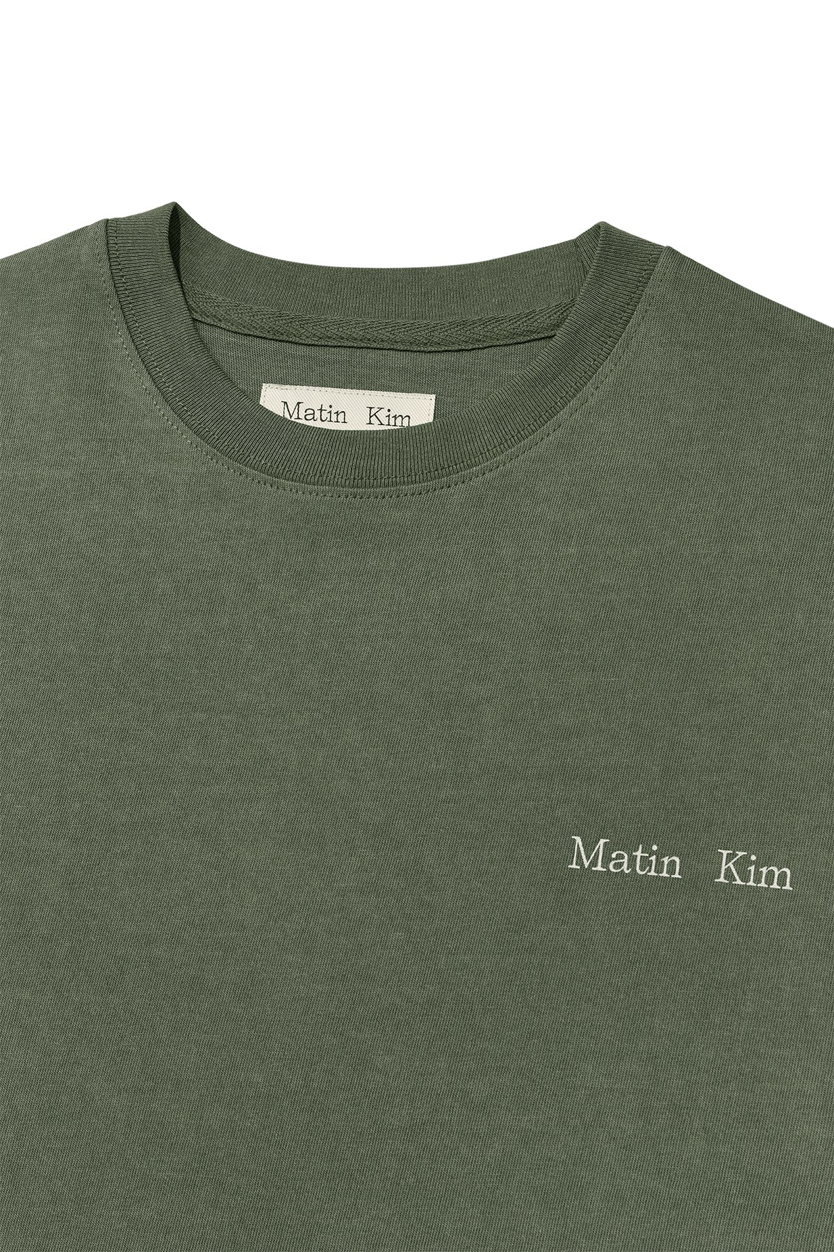[matinkim] VINTAGE WASHED LOGO TOP FOR WOMEN IN KHAKI