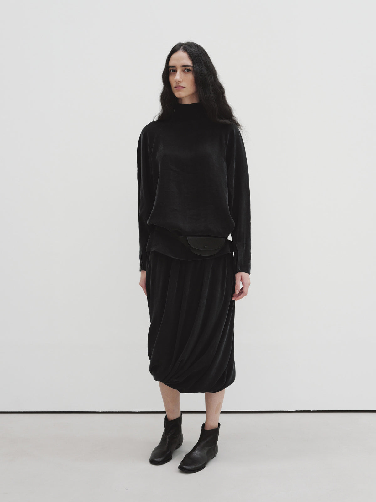 Moia draped shirring skirt (vintage black)