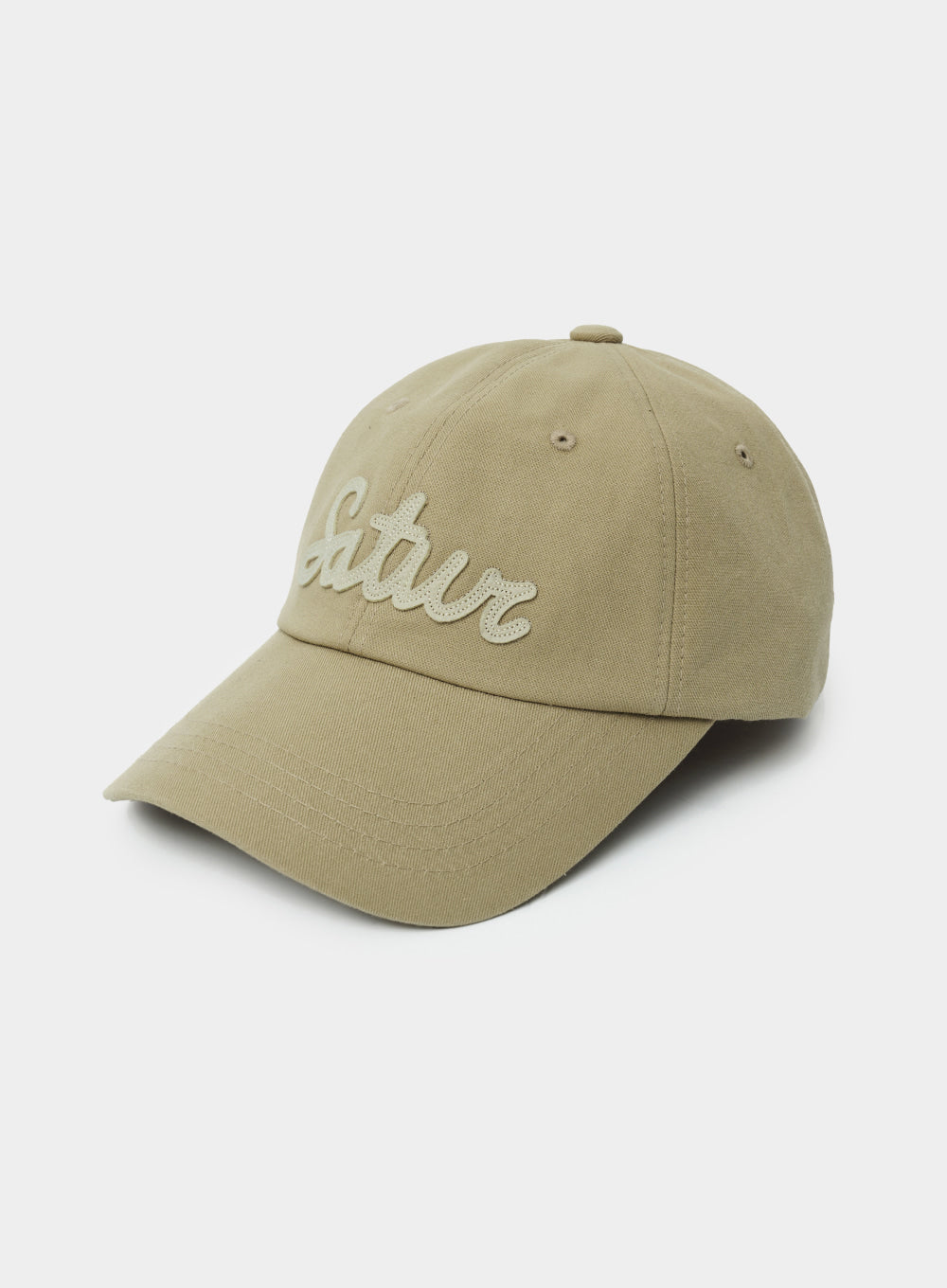 [satur] Vintage Casual Applique Ball Cap - Beige