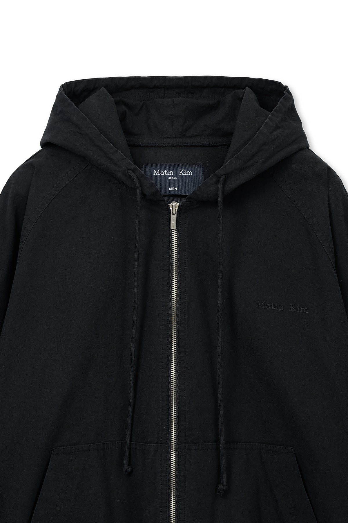 [matinkim] WASHED COTTON HOODY ZIP UP IN BLACK