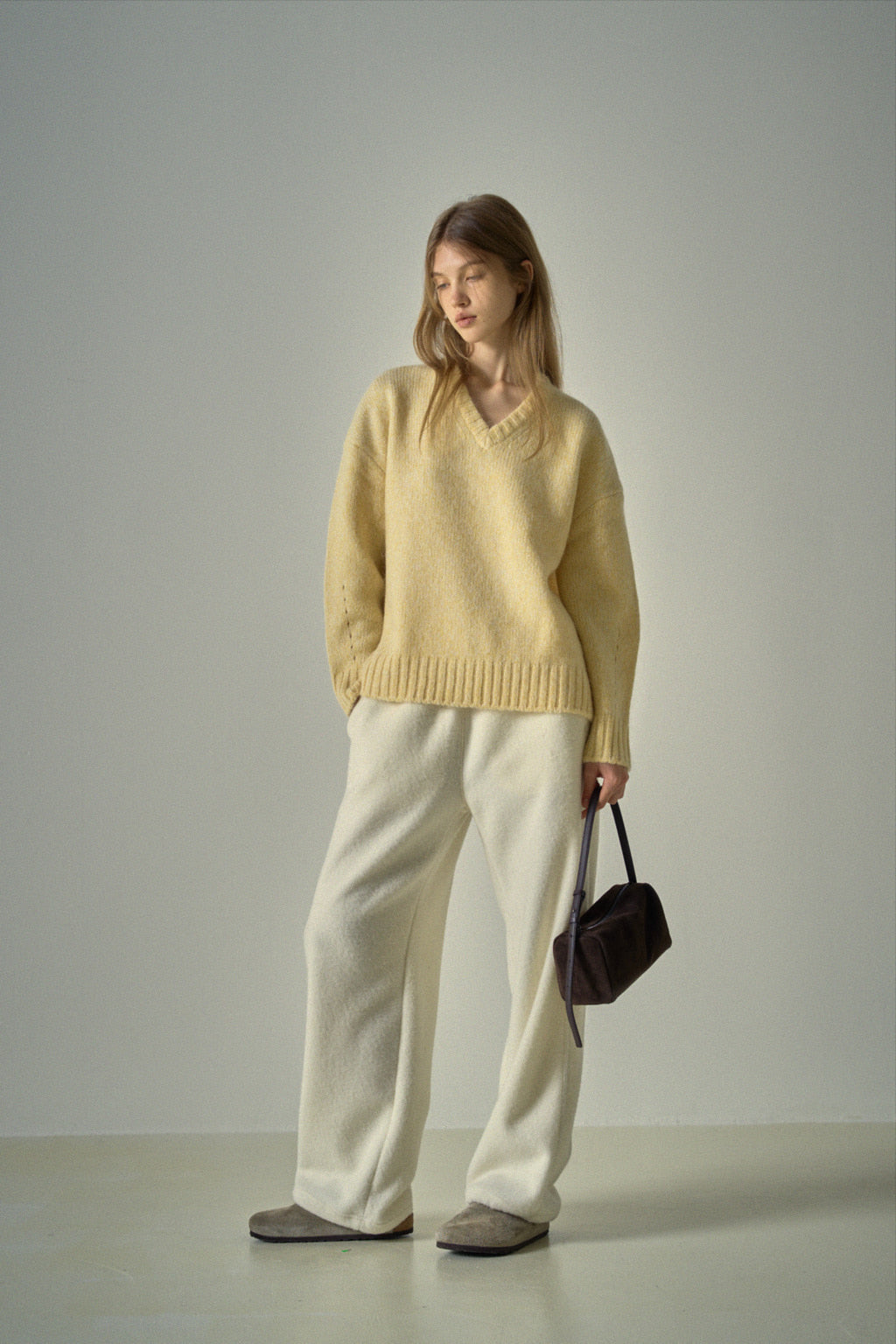 Facade Pattern Soft Wool Sweatpants ivory