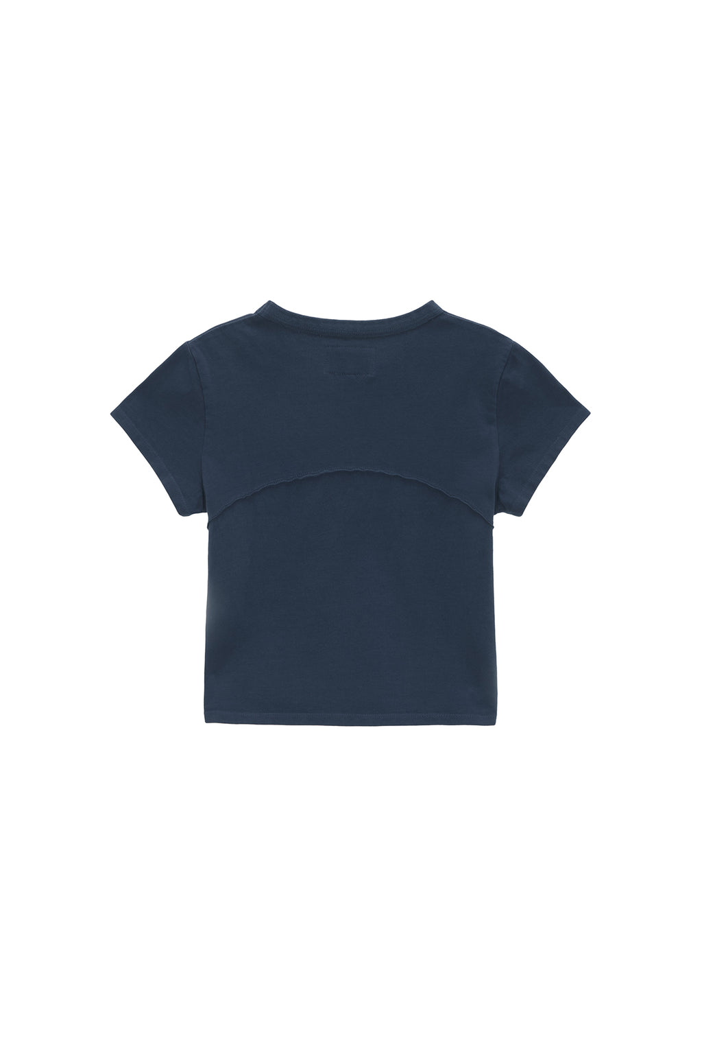 [matinkim] PIGMENT CUT OUT LOGO CROP TOP IN SMOKE BLUE