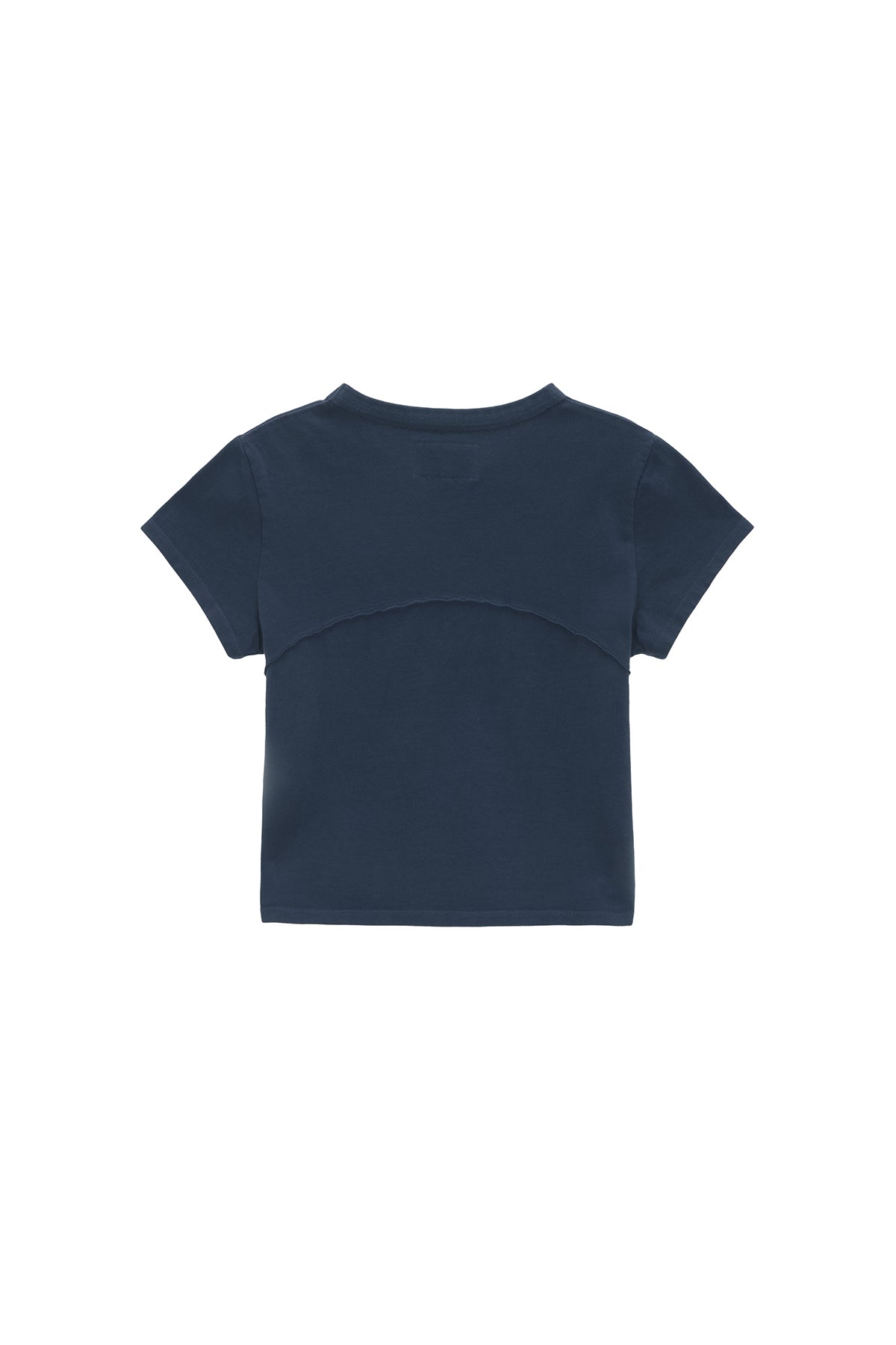 [matinkim] PIGMENT CUT OUT LOGO CROP TOP IN SMOKE BLUE
