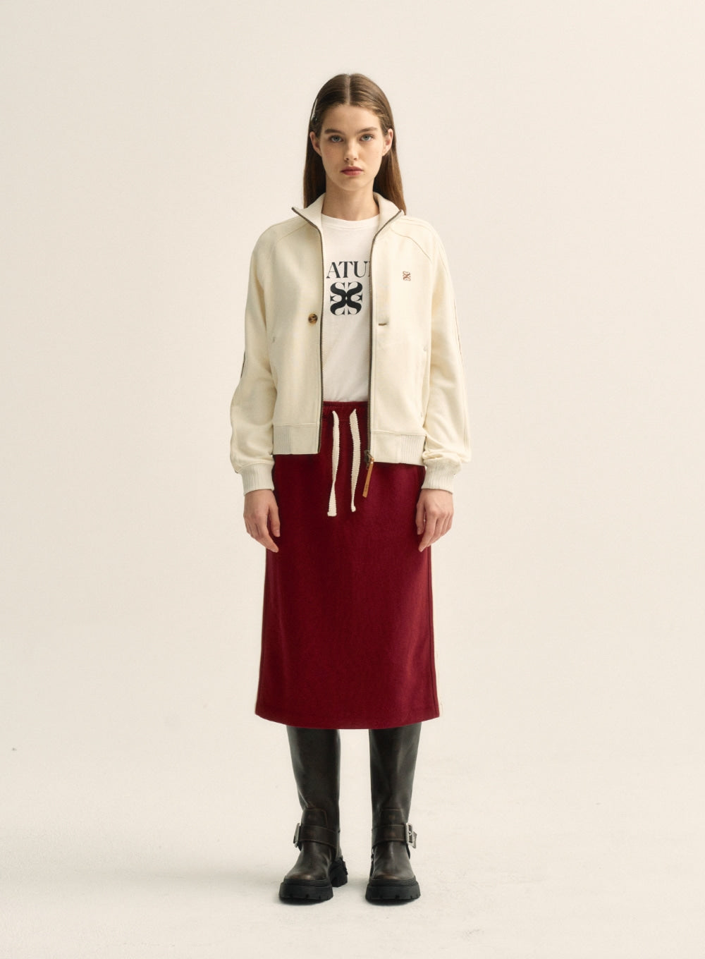 [satur] (W) Lawton All Day Track Zip-up Jacket - Resort Cream