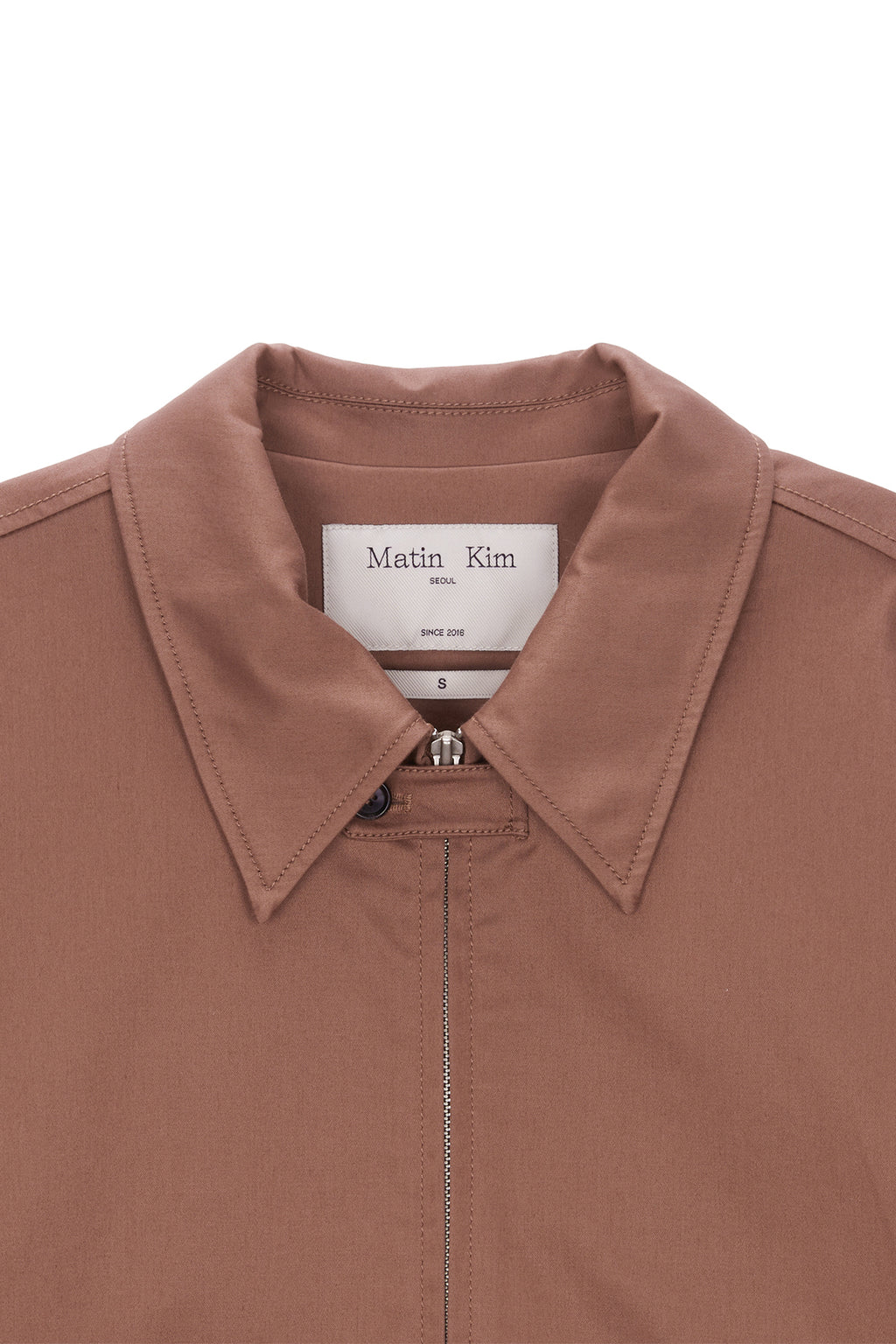 [matinkim] COTTON BLEND COLLAR RELAXED BOMBER JACKET IN BROWN