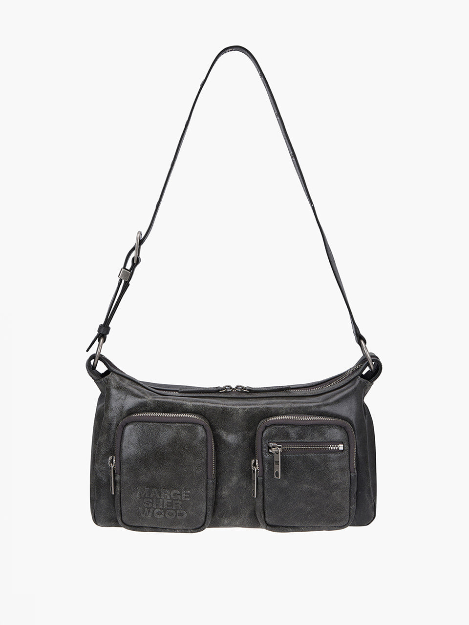 Margesherwood Outpocket Hobo white+grey two-tone cracked