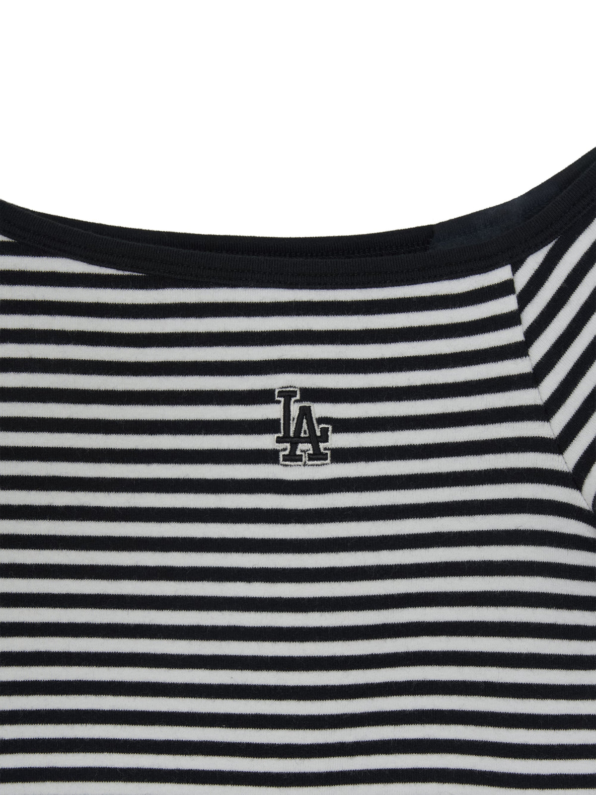 Mlb Women's Varsity Stripe Off Shoulder Slim Semi Crop T-Shirts
