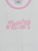 MLB Korea Women's Lettering Slim Semi Crop Linger T-shirts