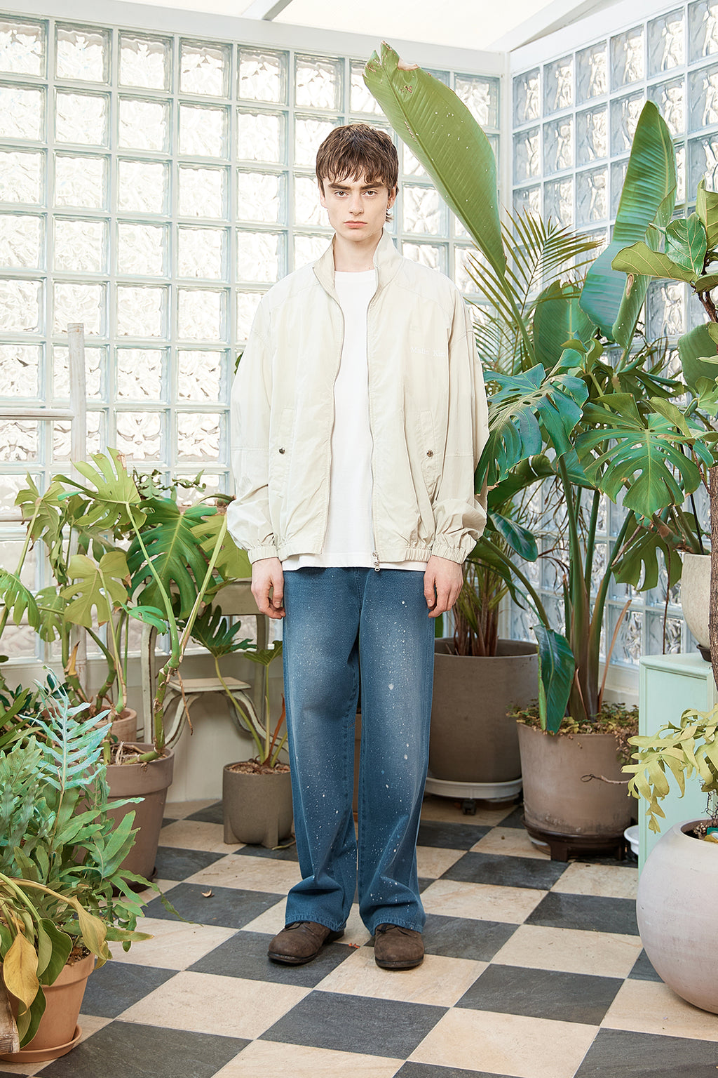 [matinkim] OVERSIZE NYLON LIGHT JUMPER FOR MEN IN LIGHT BEIGE