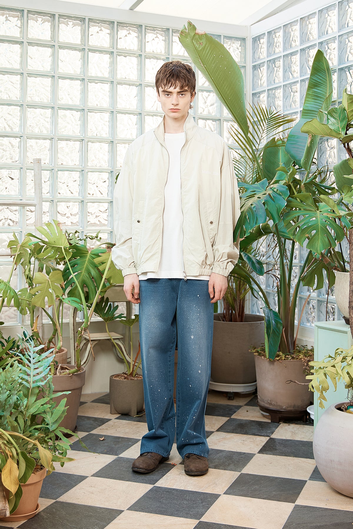 [matinkim] OVERSIZE NYLON LIGHT JUMPER FOR MEN IN LIGHT BEIGE